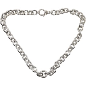 Judith Ripka .925 Sterling Silver, 92.8 grams, Heavy Smooth Links, Rope Twist Links Necklace