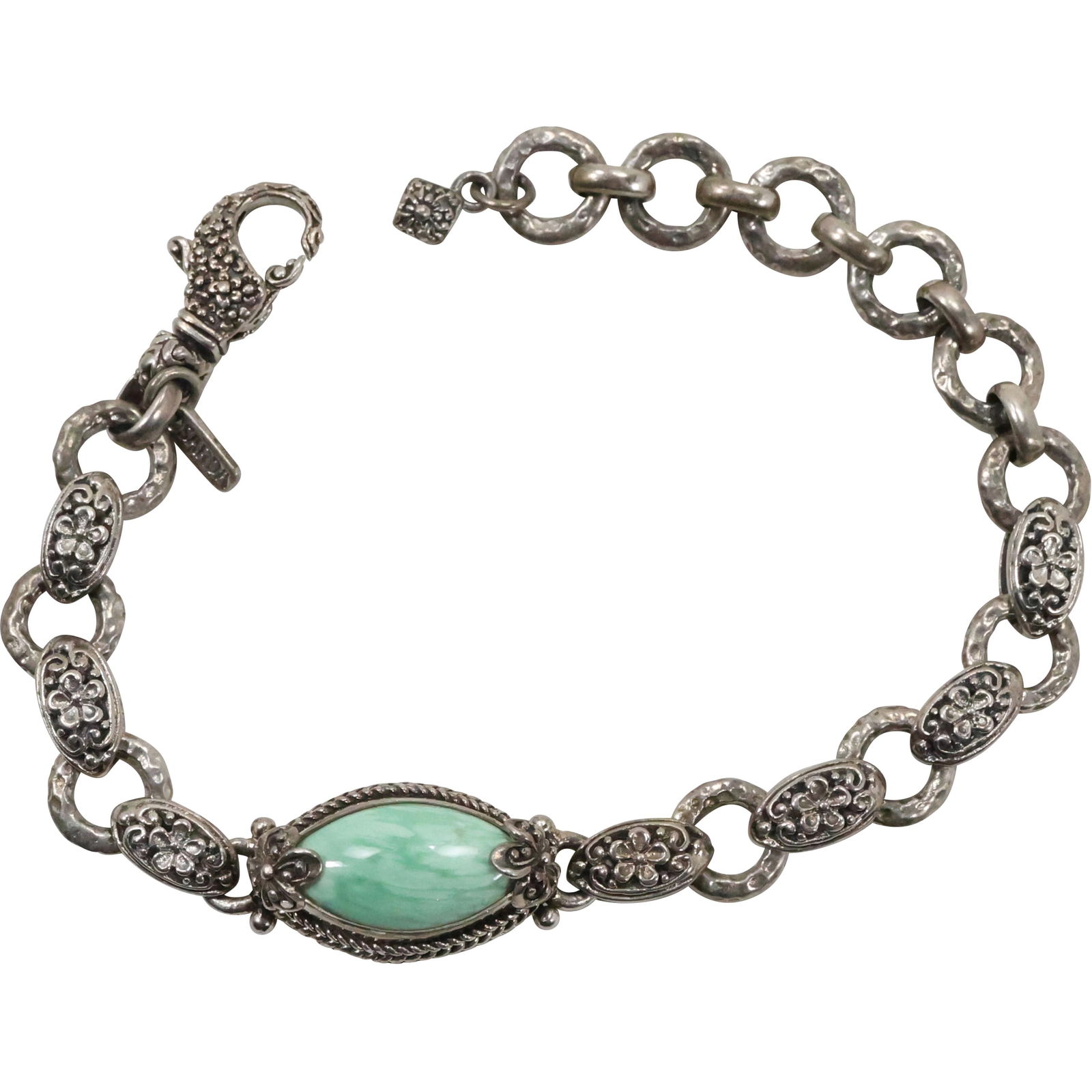 Sarda .925 Sterling Silver with Variscite Stone Bracelet 8 1/4 in. x 1/2 in. (1 of 16)