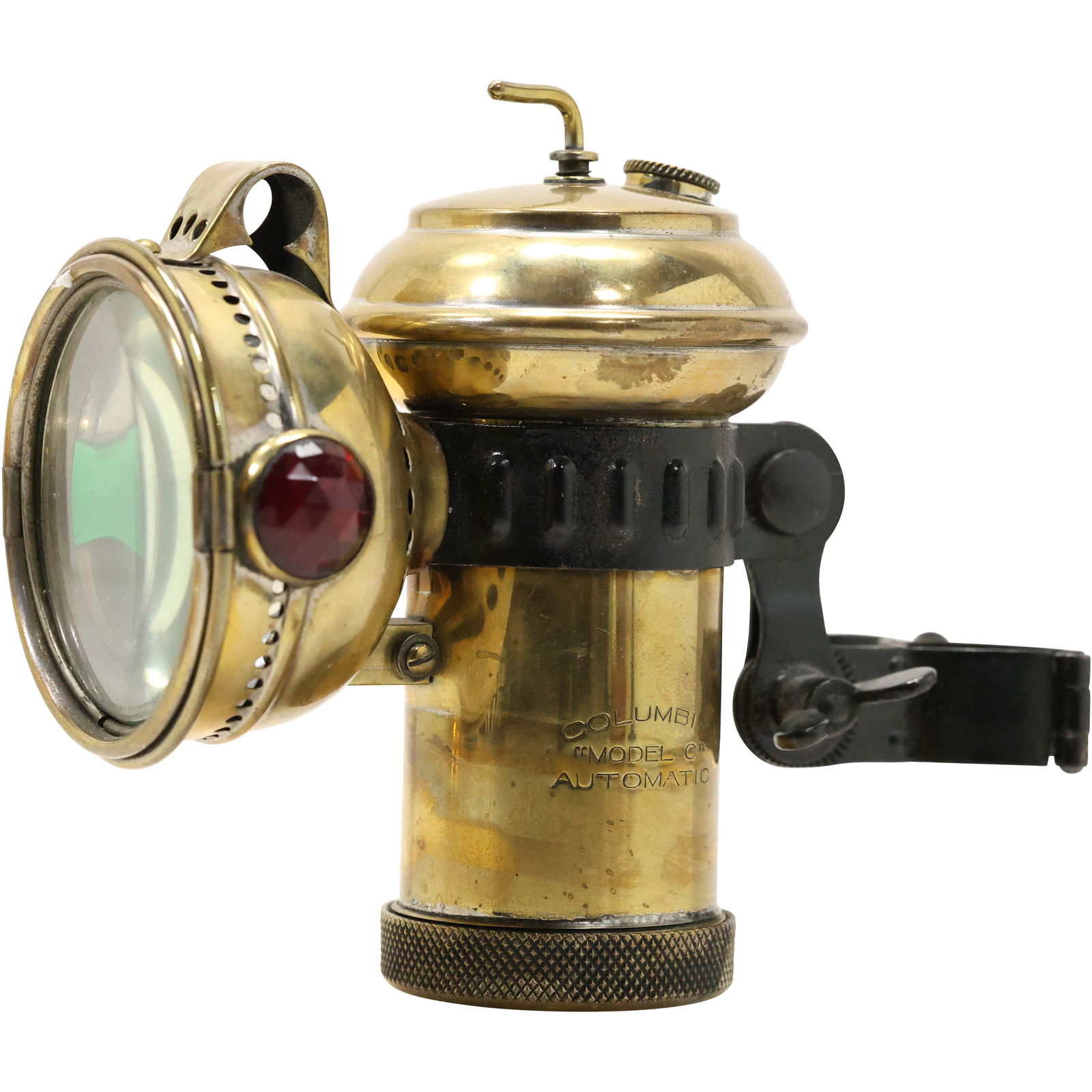 Vintage Columbia Model C Carbide Brass Lamp – Motorcycle/Bicycle, Hines-Watt Pat’d 1910 (1 of 15)