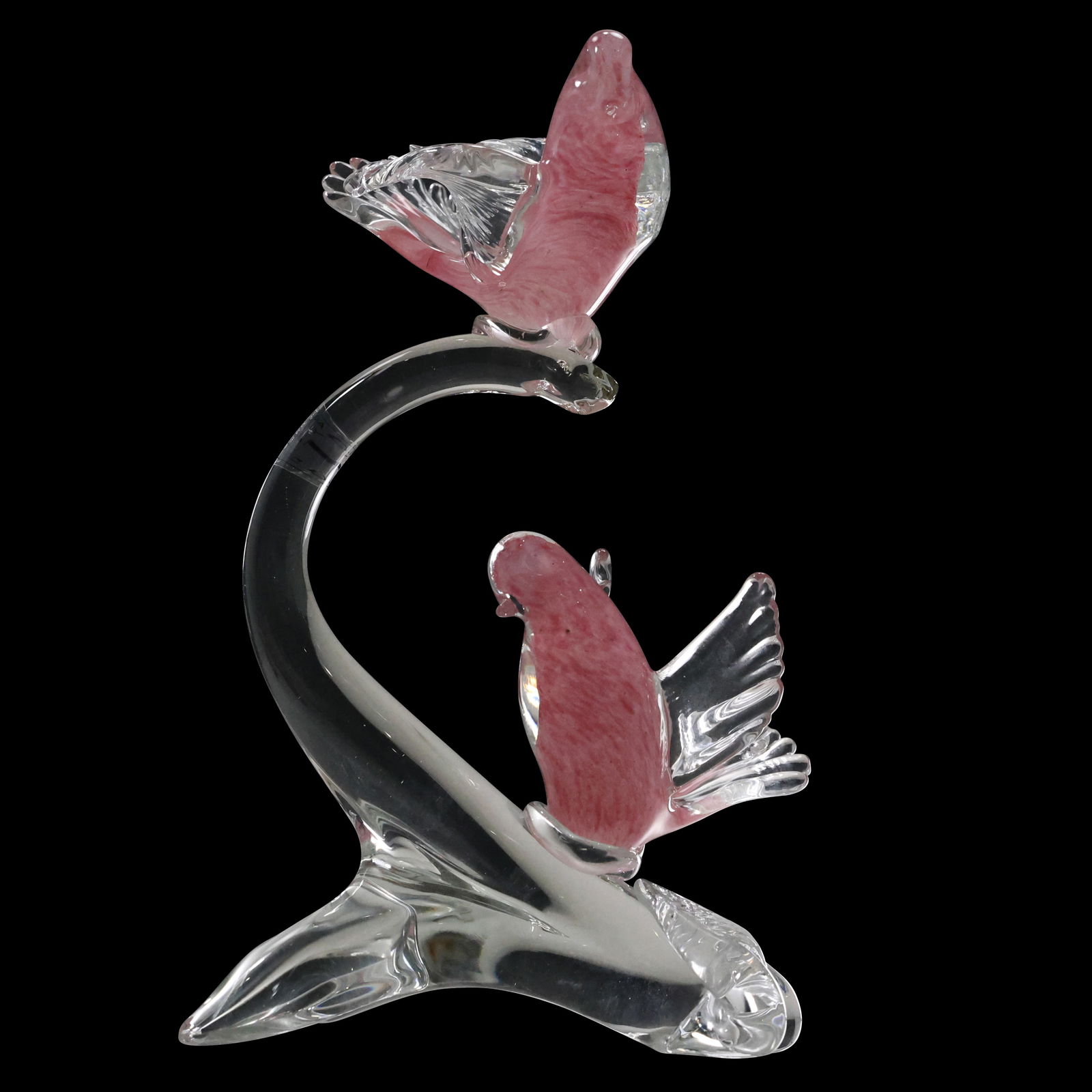 S. Puccini Murano Art Glass Sculpture – Pink Birds on Branch with Original Label (1 of 18)