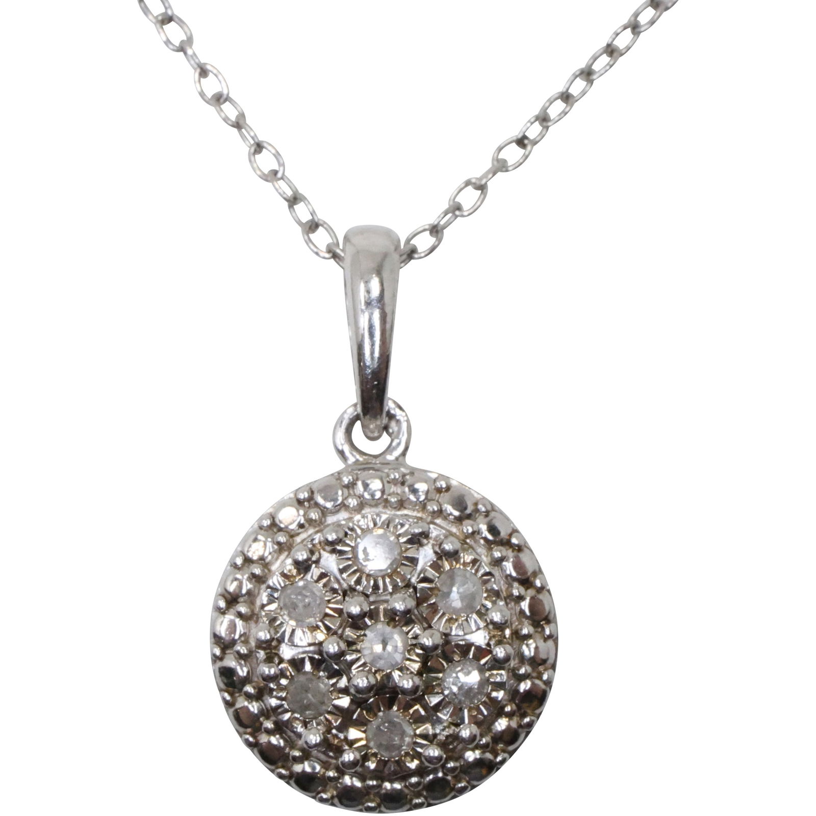 Sterling Silver Diamond Pendant 3/4 in. x 3/8 in. Necklace on a .925 Sterling 18 in. Chain (1 of 10)