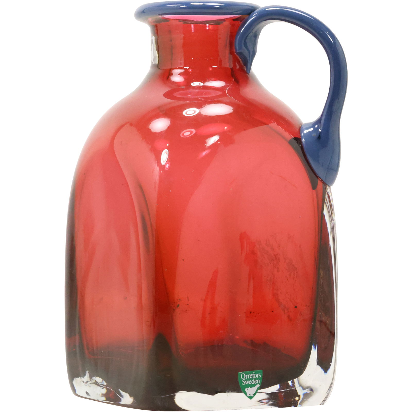 ERIKA LAGERBIELKE. A pendant vase, “Confetti”, polychrome glass, signed, Orrefors 7.5 in.: ERIKA LAGERBIELKE. A pendant vase, “Confetti”, polychrome glass, signed, Orrefors 7.5 in. height. size: 7.5 h , 3.75 w