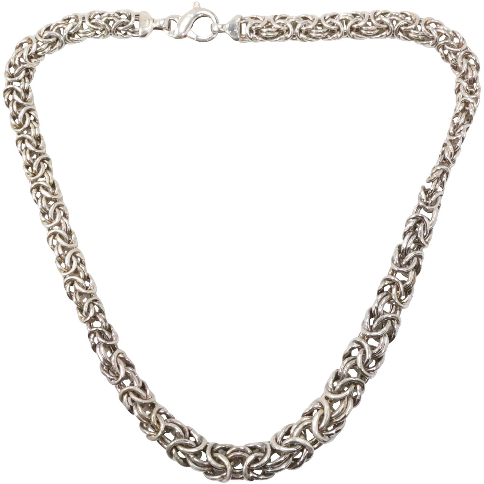marked VIOR Italy .925 Sterling Silver 49.9 grams Graduating Byzantine Chain Necklace 18 inch (1 of 11)