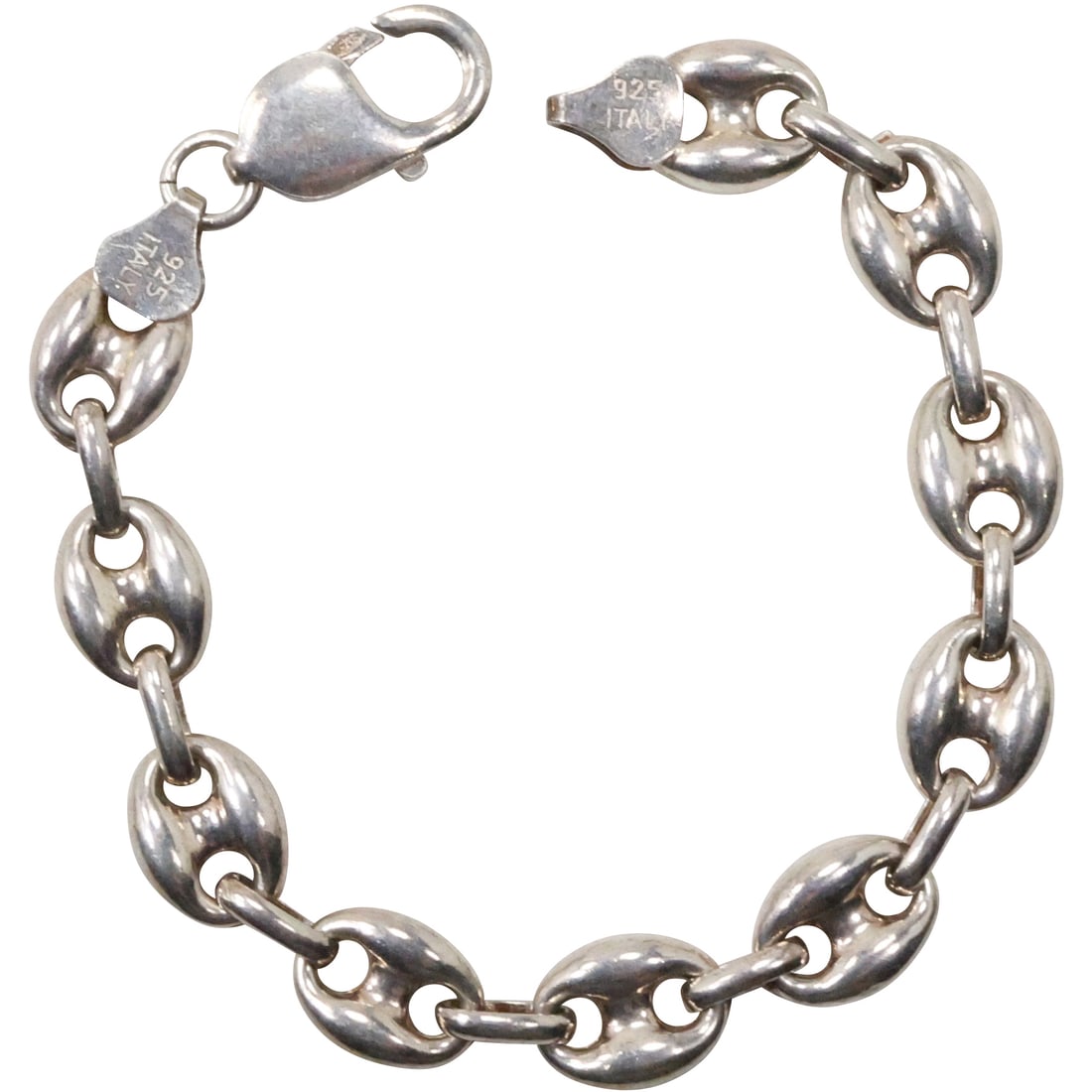 AGM Italy .925 Sterling Silver 15 grams Mariner Link Bracelet 7 in. x 3/8 in. (1 of 9)