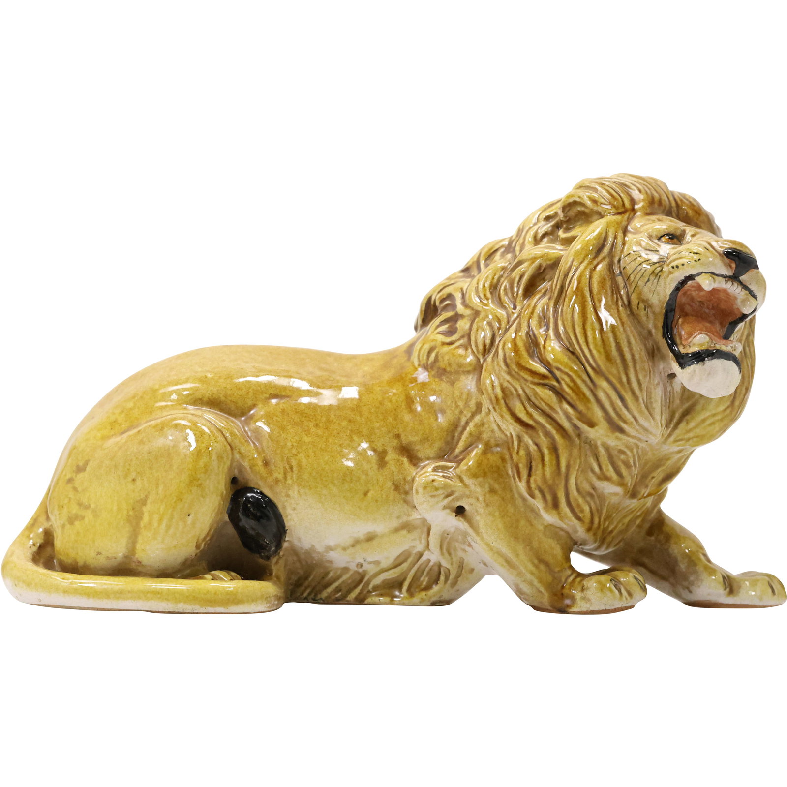 Large Italian Terra Cotta Pottery Glazed LION Figure Statue 18.5 in. length x 10 in. height (1 of 20)