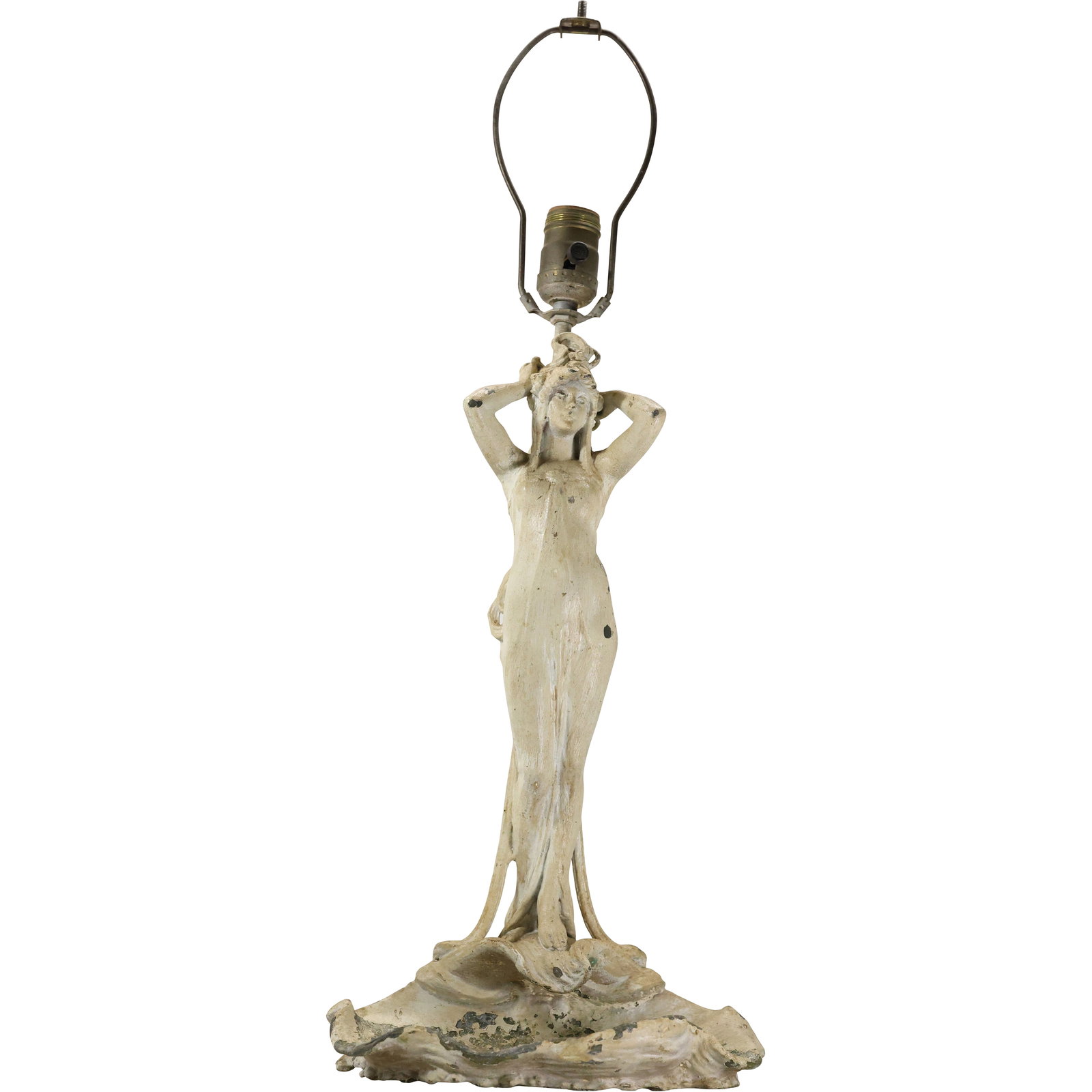 Vintage Art Nouveau Cast Metal Spelter Woman Figural Lamp Base (1 of 20)