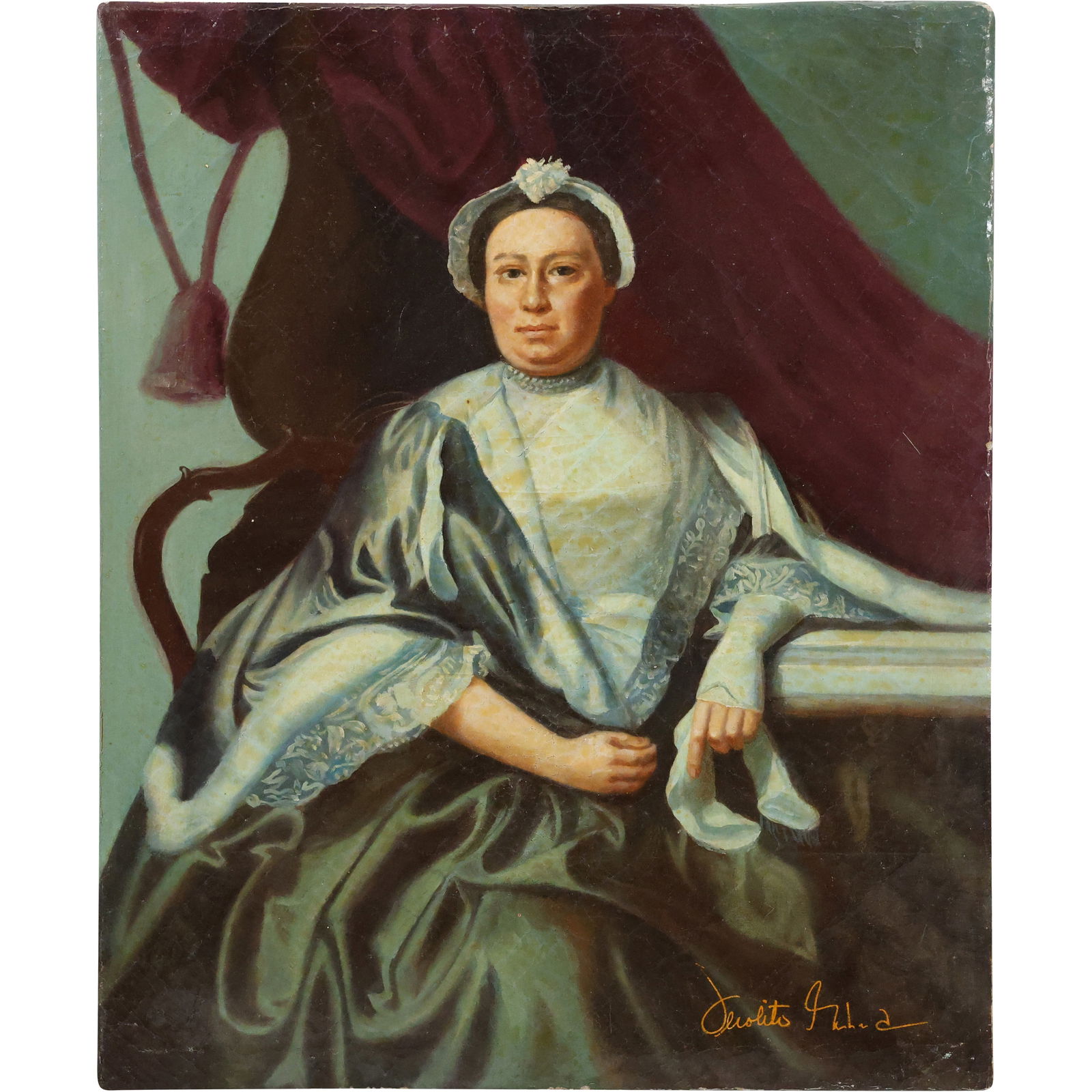 After John Singleton Copley, Fine 20th-Century Oil Painting  Mrs. Robert Hooper Hannah White Cowell (1 of 18)