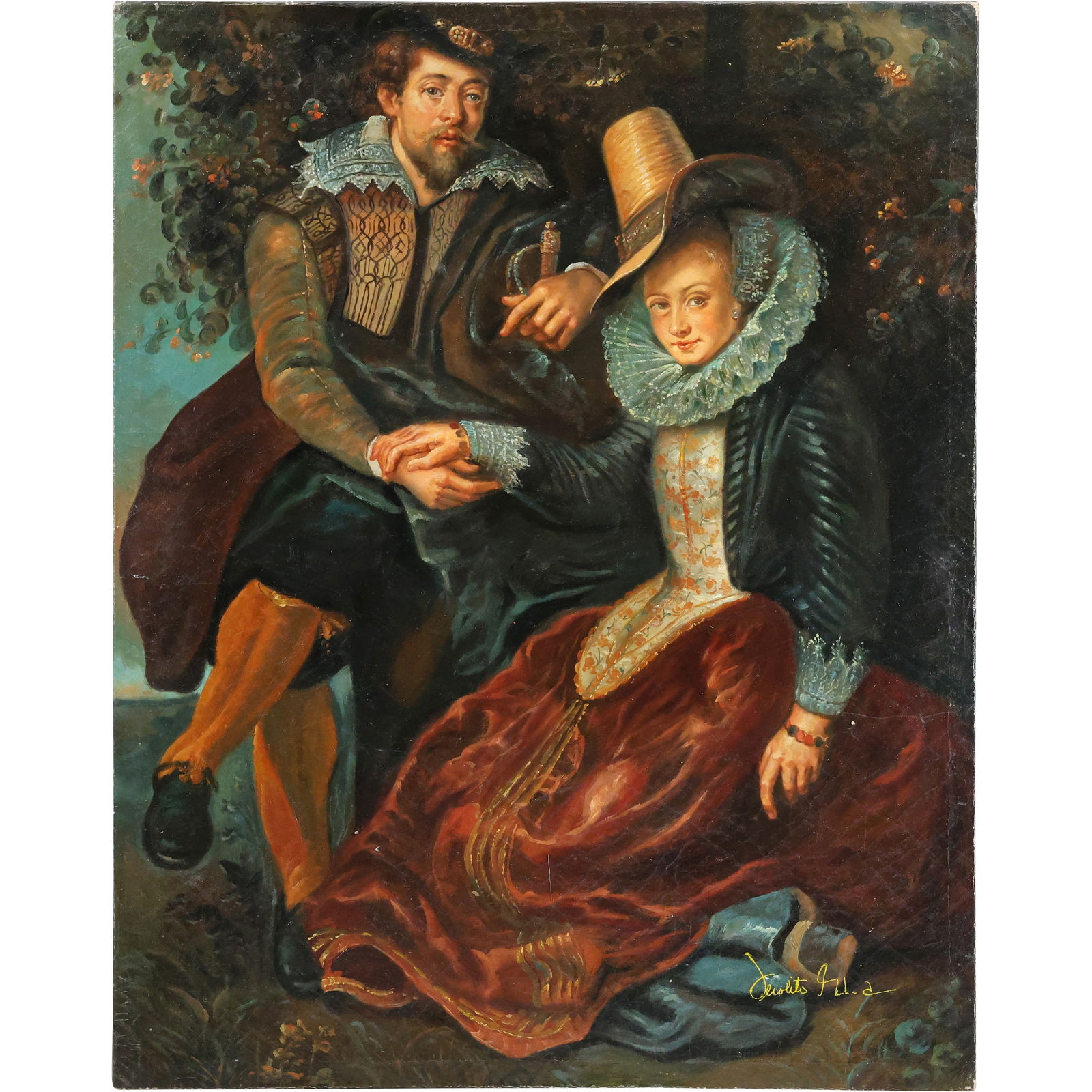 After Peter Paul Rubens – Oil Painting 'The Honeysuckle Bower,' 20th Century (1 of 18)