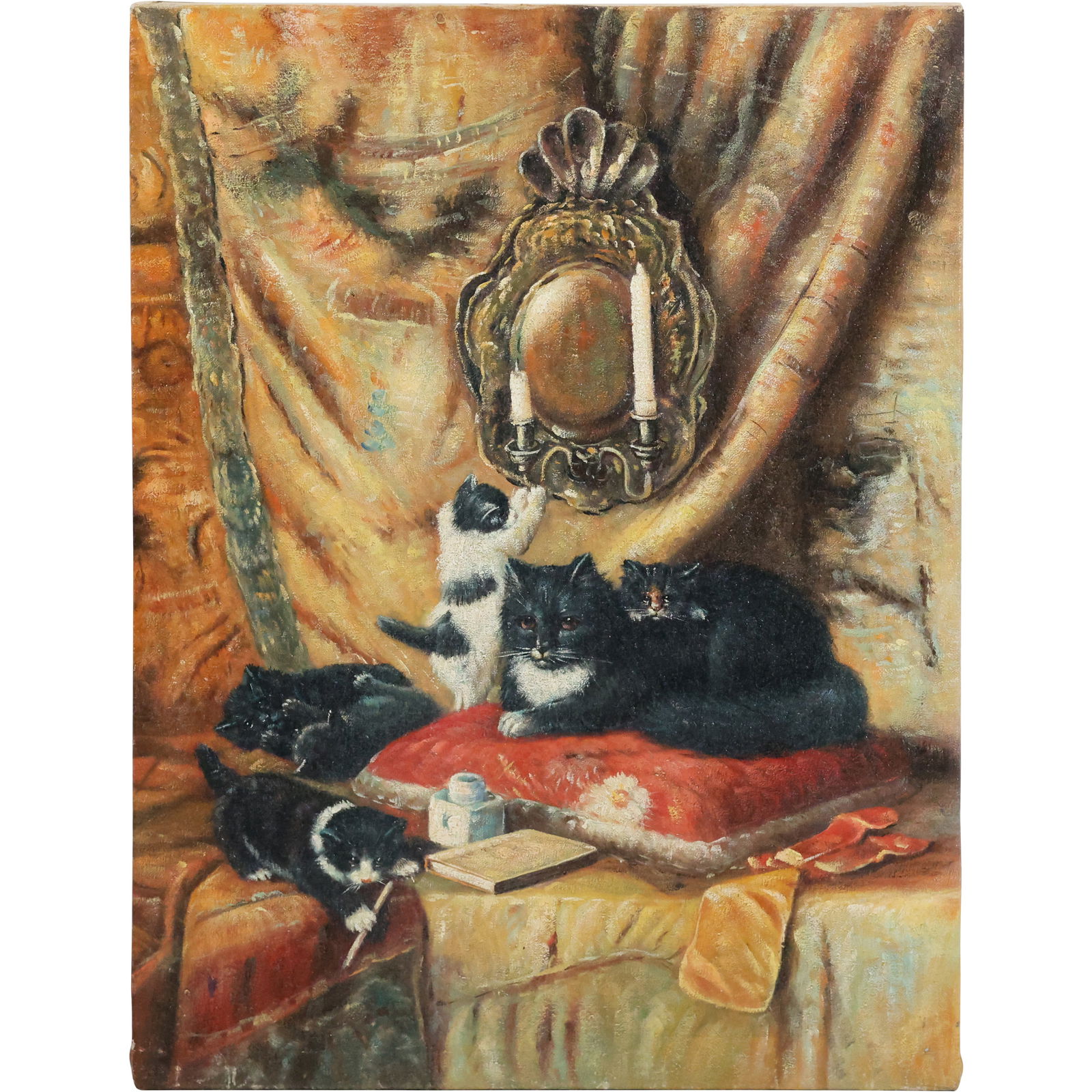 20th Century Oil on Canvas After Henriette Ronner-Knip - Cats 'Work, Rest, and Play (1 of 12)