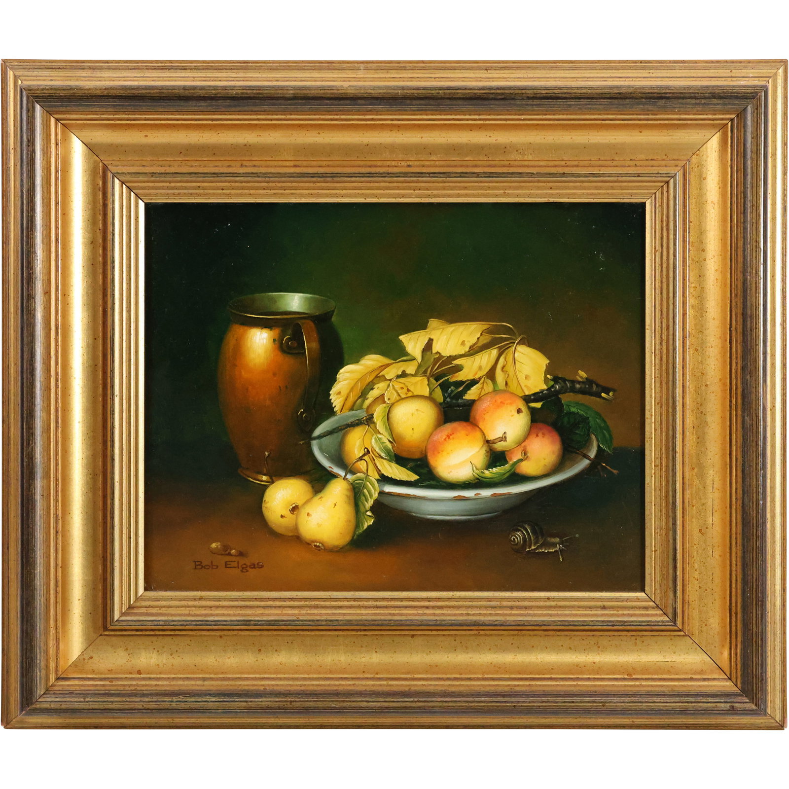 Bob Elgas 20th Century Oil on Board - Still Life with Fruit, Gold Frame (1 of 18)