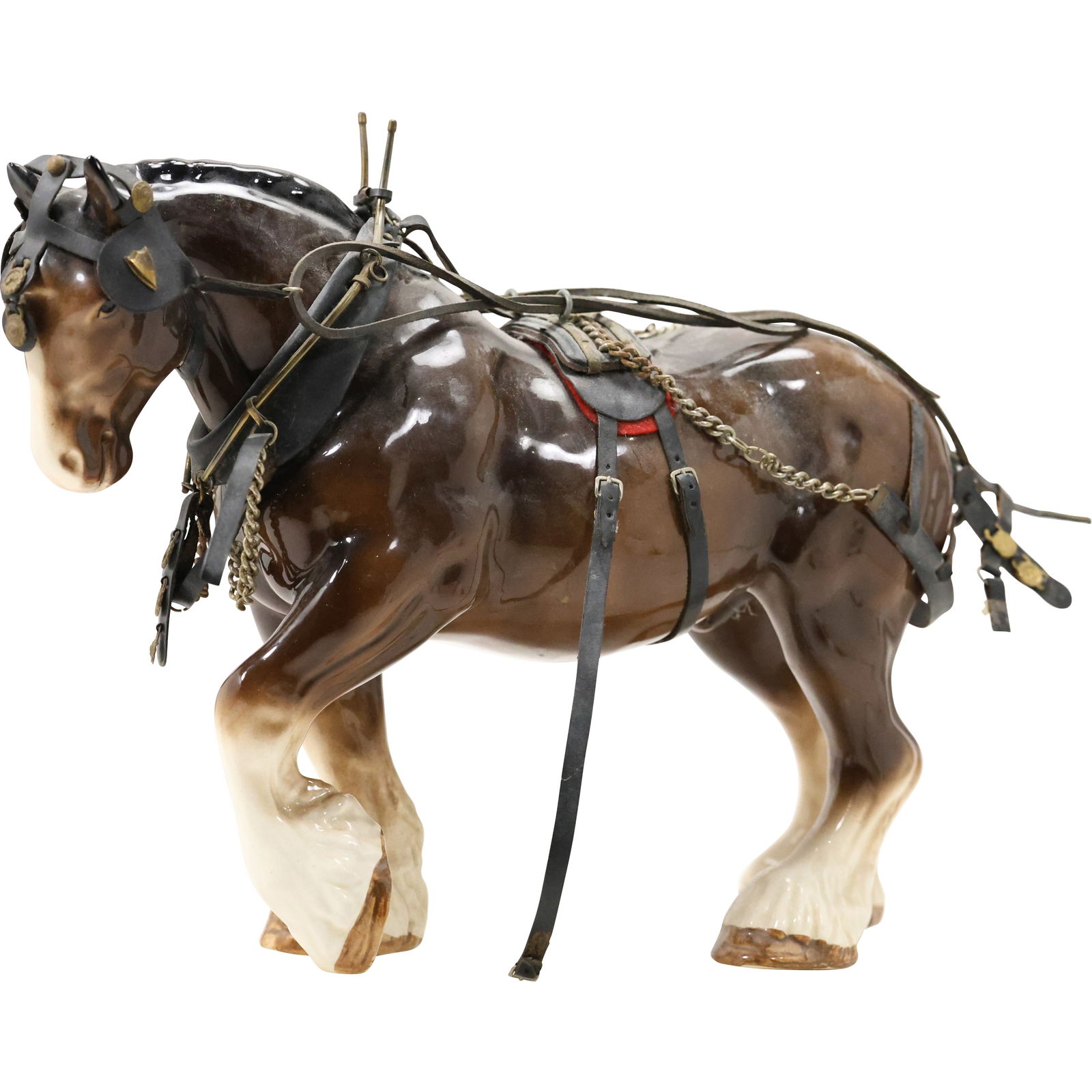 Melba Ware Large Glazed Ceramic Clydesdale Horse Figurine with Detailed Harness (1 of 14)