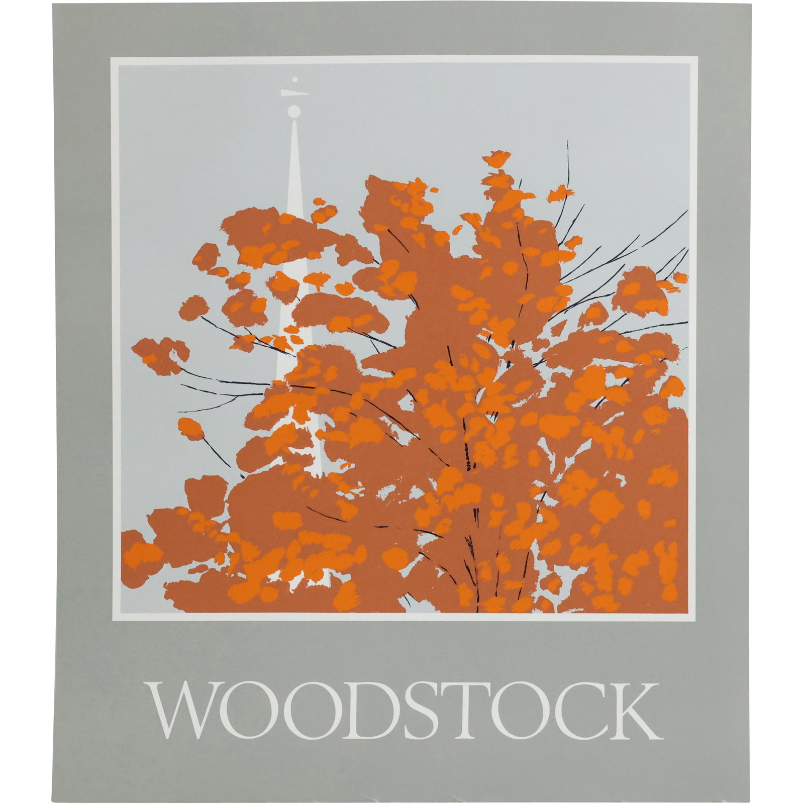 1980s WOODSTOCK POSTER by Artist Robert Angeloch 1922-2011, Woodstock N.Y.: 1980s WOODSTOCK POSTER by Artist Robert Angeloch 1922-2011, Woodstock N.Y. size: 26 x 22 ; Robert Henry Angeloch (1922 - 2011) was active/lived in New York. Robert Angeloch is known for Etcher and blo
