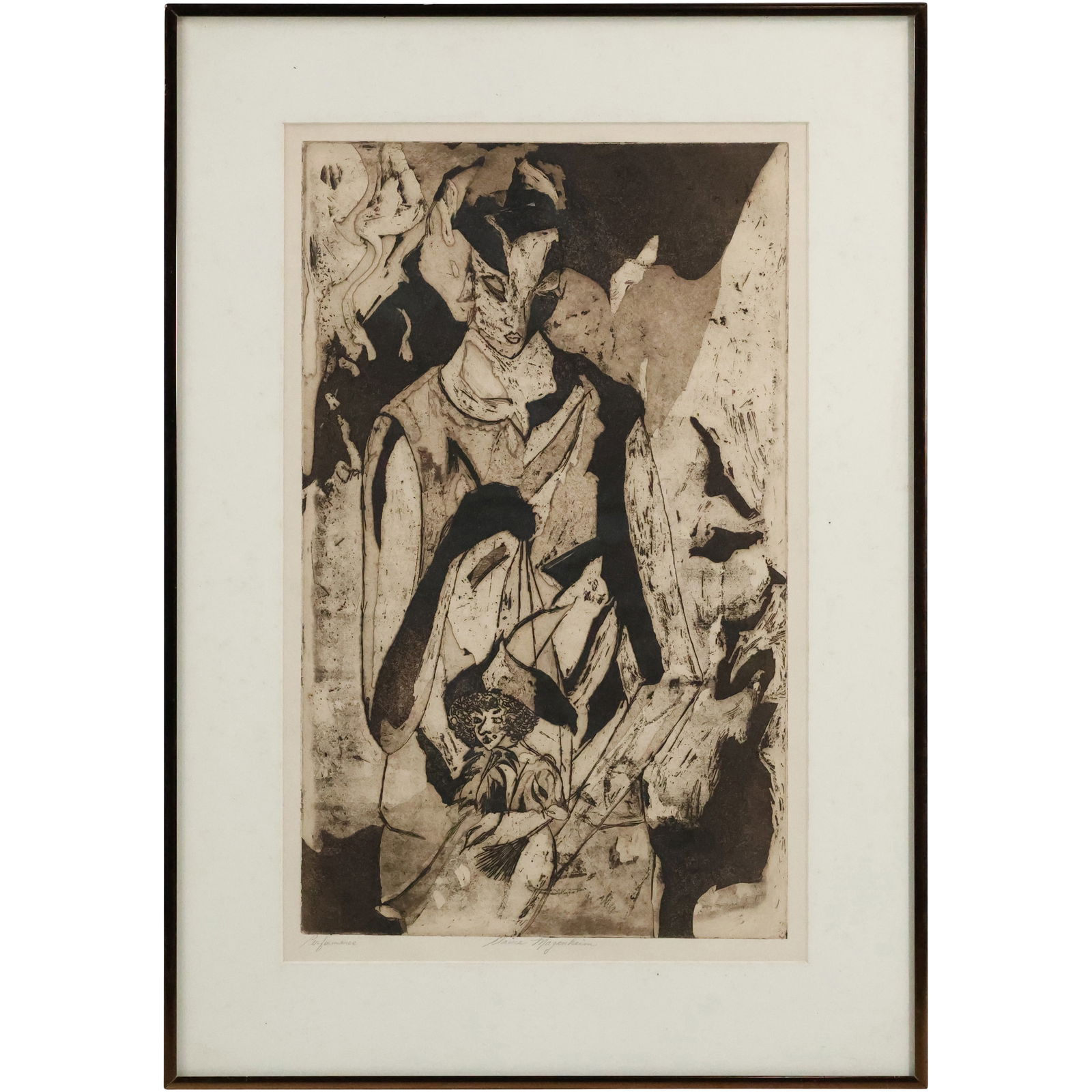 Elaine Magenheim, Mid-Century Modern Lithograph titled "Performance", Original Framing (1 of 14)