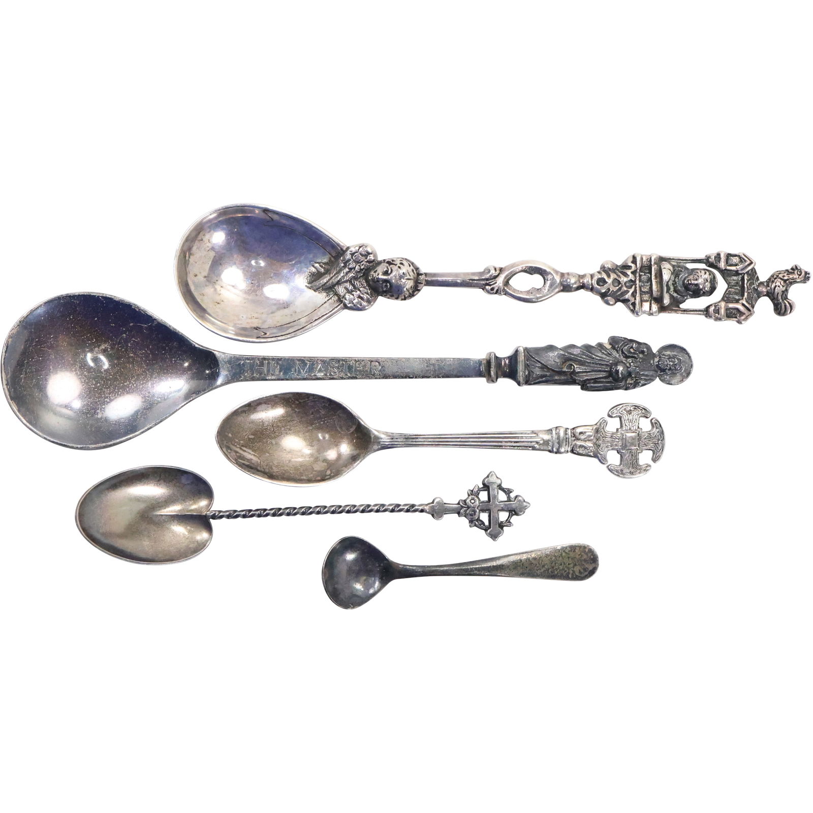 5 Assorted Size Sterling Silver 84 grams, Spoons: "The Master" AEJ with Hallmarks; Sterling Rooster (1 of 15)