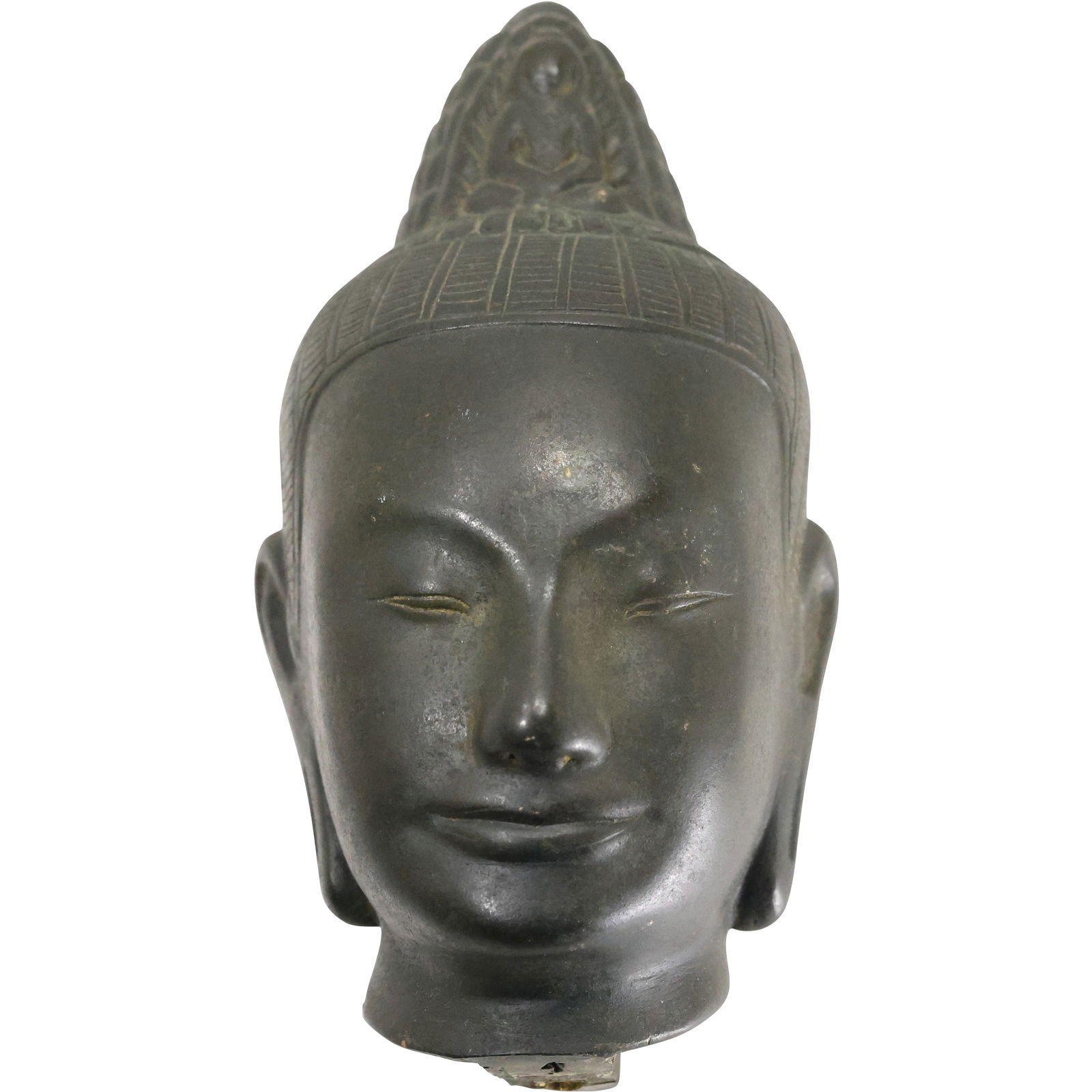 Fine Quality Cast Bronze Buddha Head Bust,  6.25 inches height, Good Patina (1 of 13)