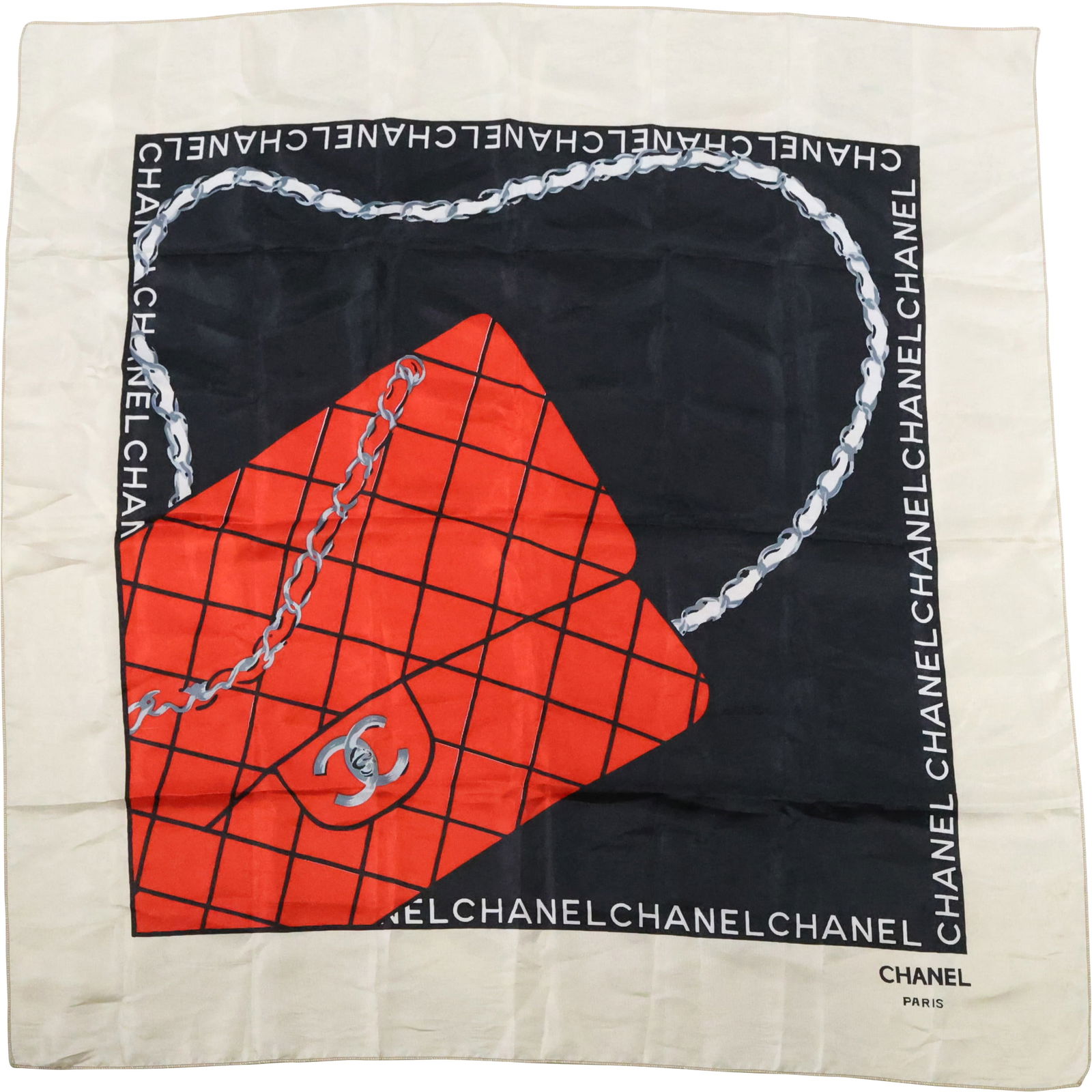 CHANEL Paris Silk Scarf 35 inches x 36 inches: CHANEL Paris Silk Scarf. size: 35 in. x 36 in.