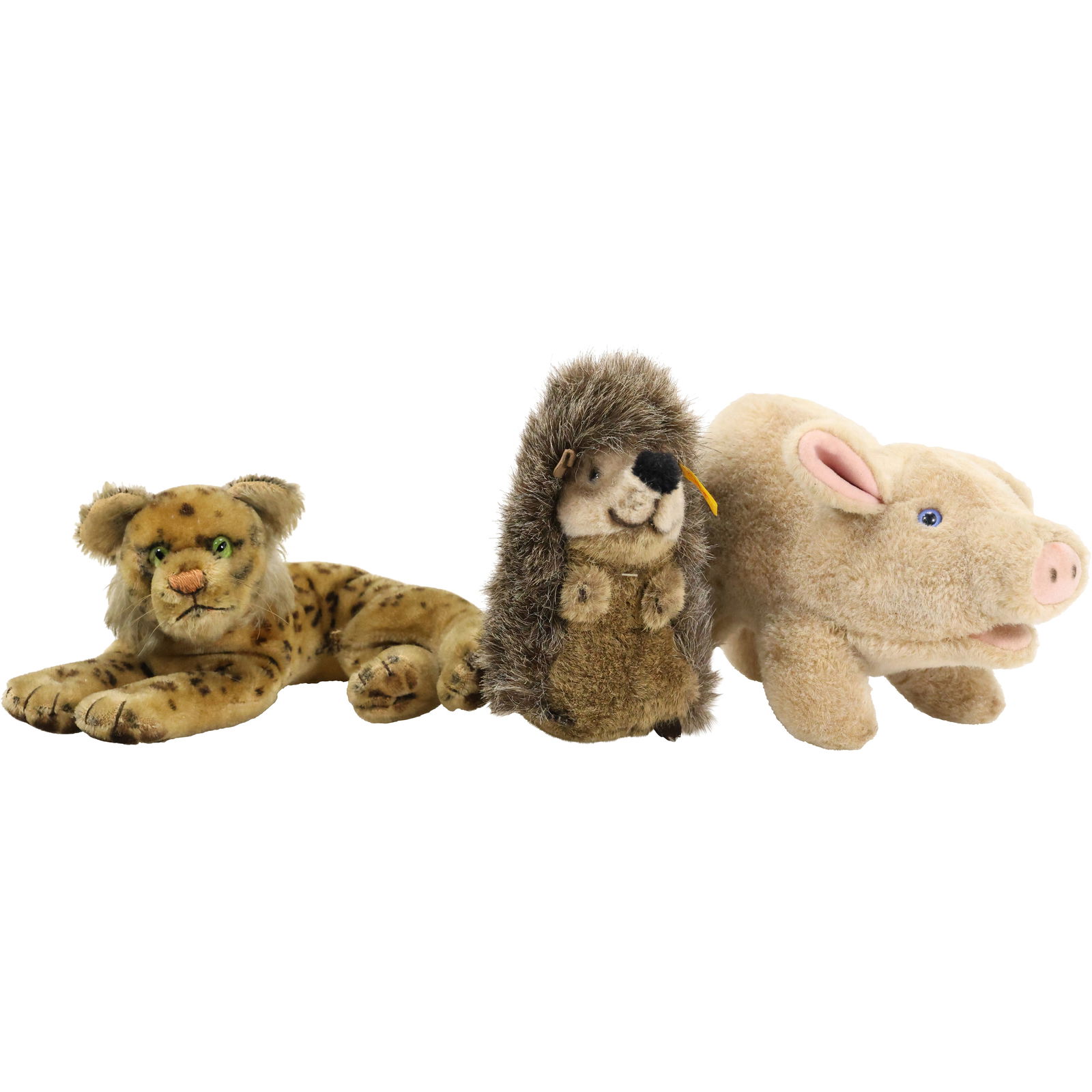 Lot of 3 Assorted Steiff Stuffed Animals - Hedgehog, Pig, and Leopard Plush Toys (1 of 16)