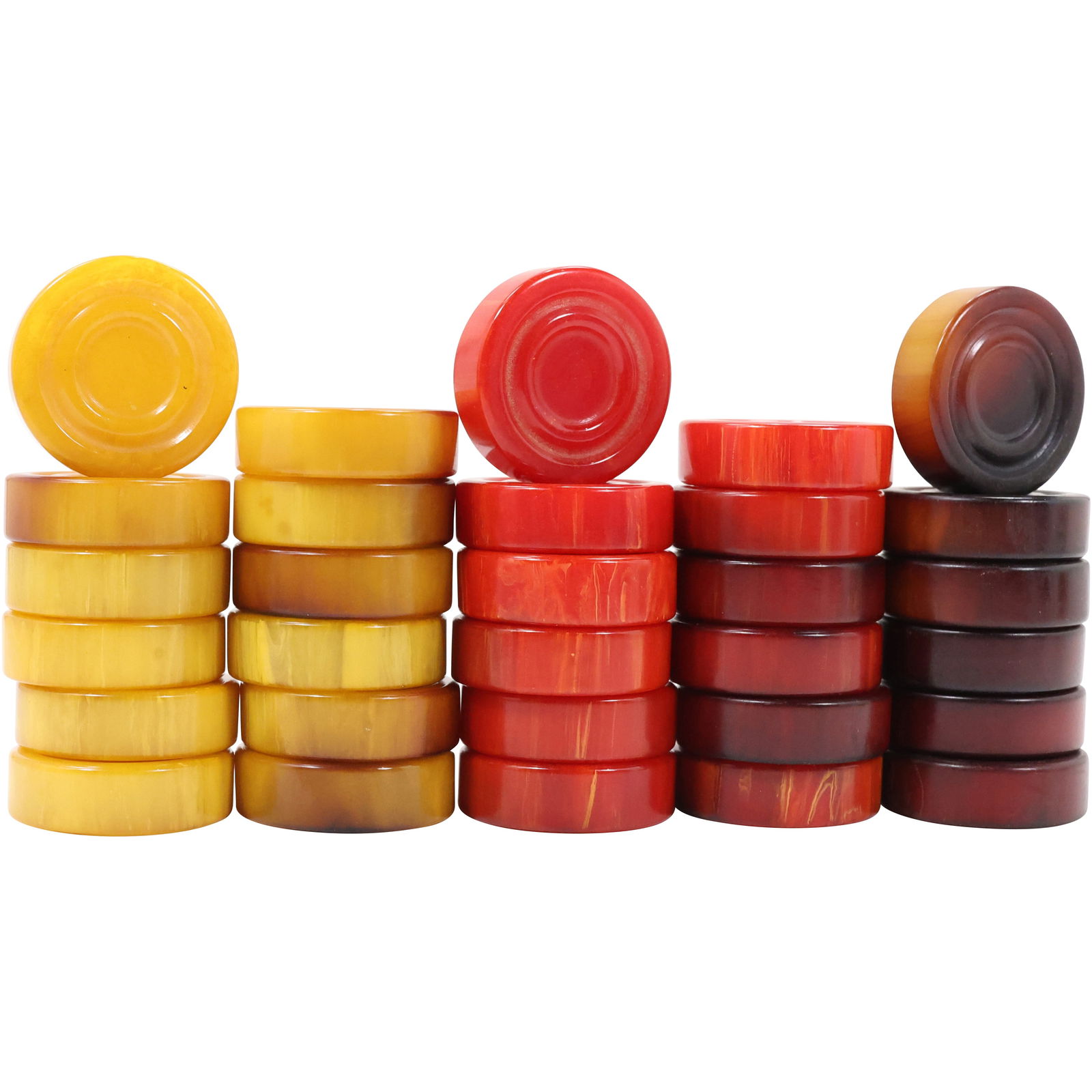 Set of 30 Assorted Bakelite Checker Pieces - Multicolor Collection (1 of 9)