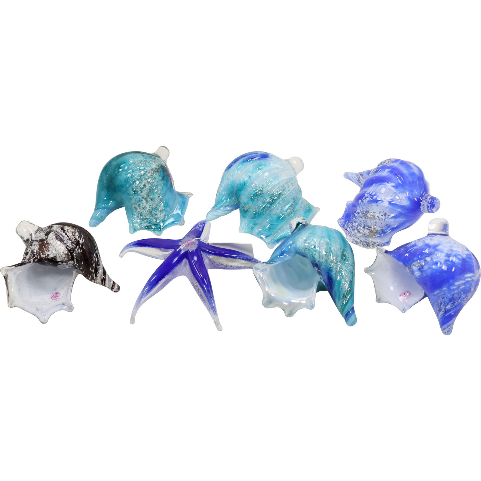 7 Assorted Art Glass Sea Shells, Conch Shells, Starfish Paperweights, Figures (1 of 20)
