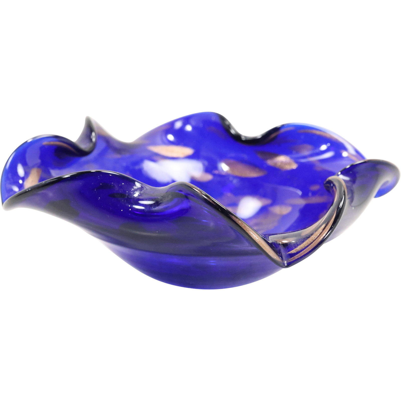Cobalt Blue Murano Glass Bowl with Gold Dust Accents 8.5 in. wide: Cobalt Blue Murano Glass Bowl with Gold Dust Accents 8.5 in. wide. size: 3 h 8.5 w S:B