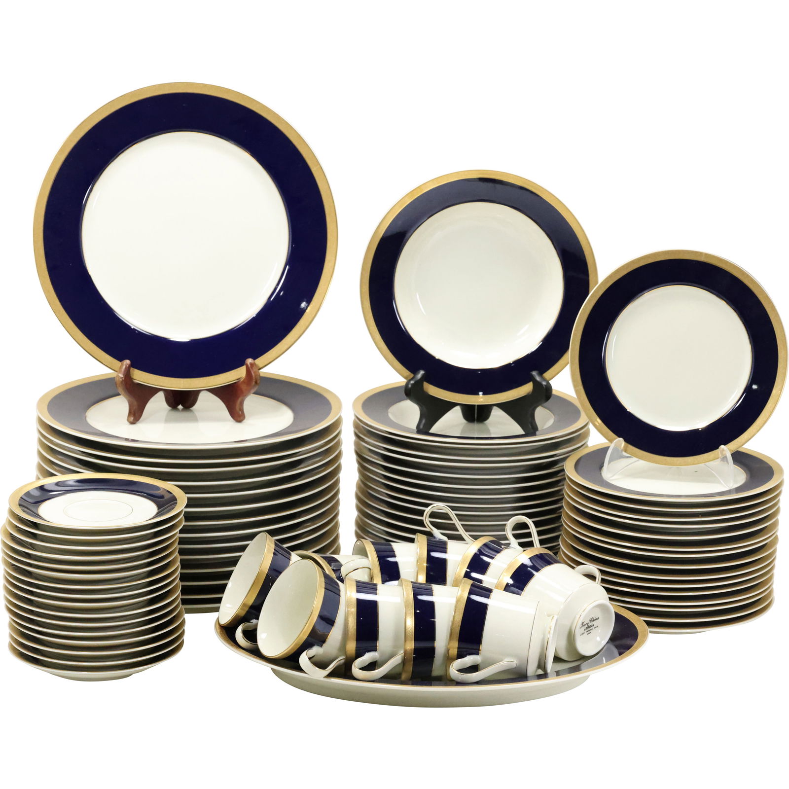 73 Pieces MIKASA "Imperial Blue" Fine Porcelain Dinnerware includes 15 Service Plates (1 of 16)