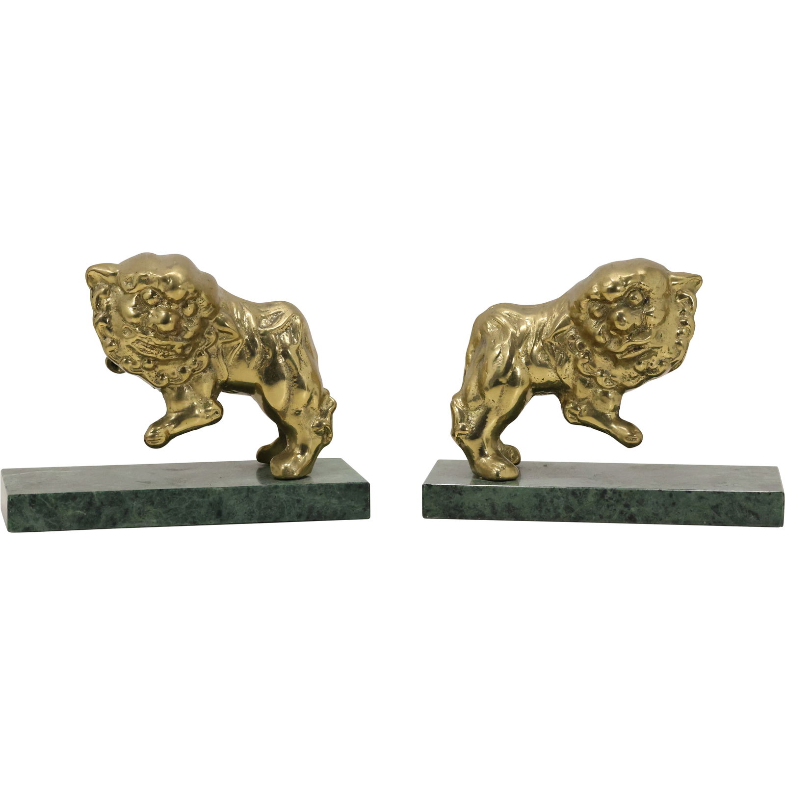 Brass Chinese Buddhist Lion Figural Bookends - good patina (1 of 10)
