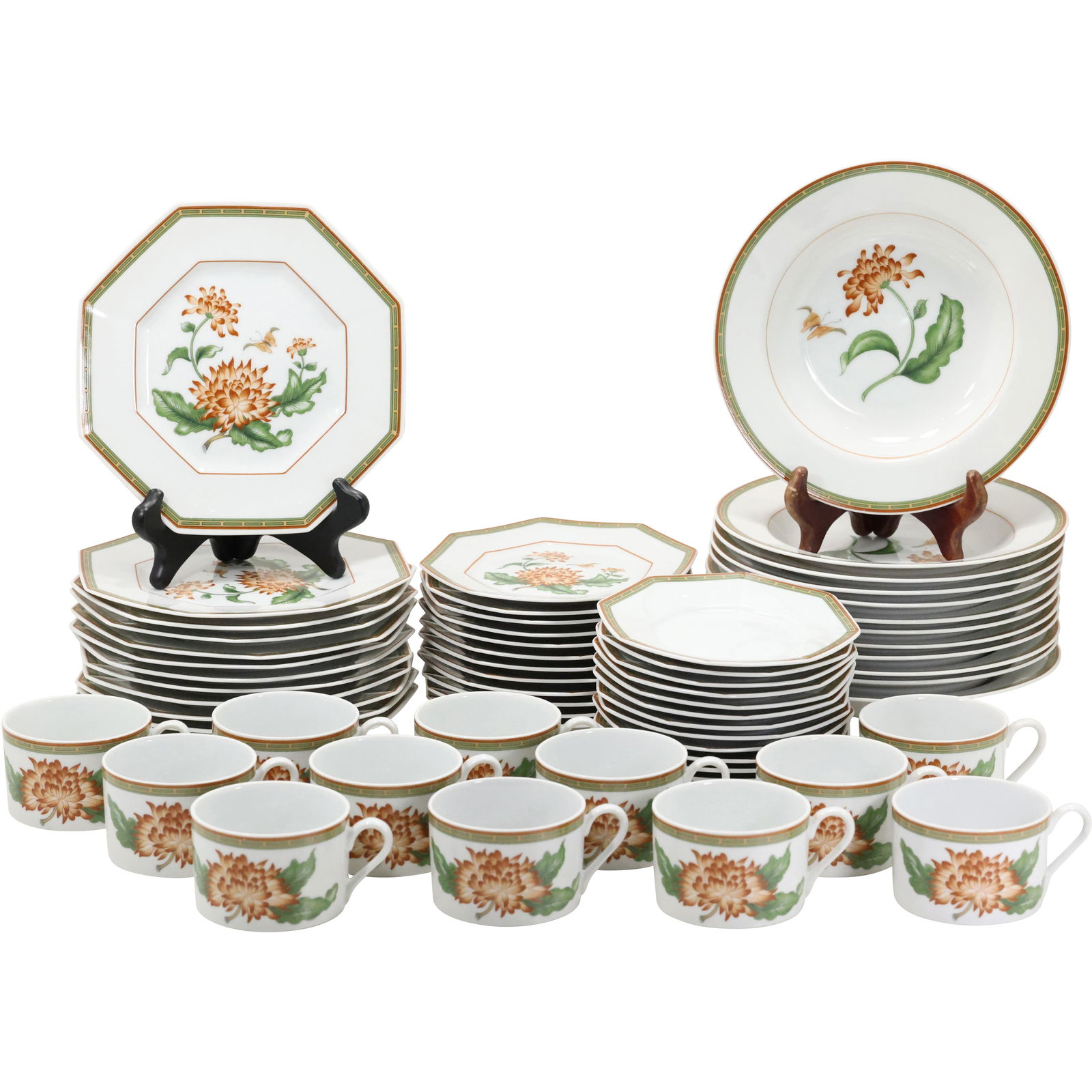 Fitz and Floyd "Chrysantheme" Fine Porcelain Service for 12 Luncheon Set (1 of 16)