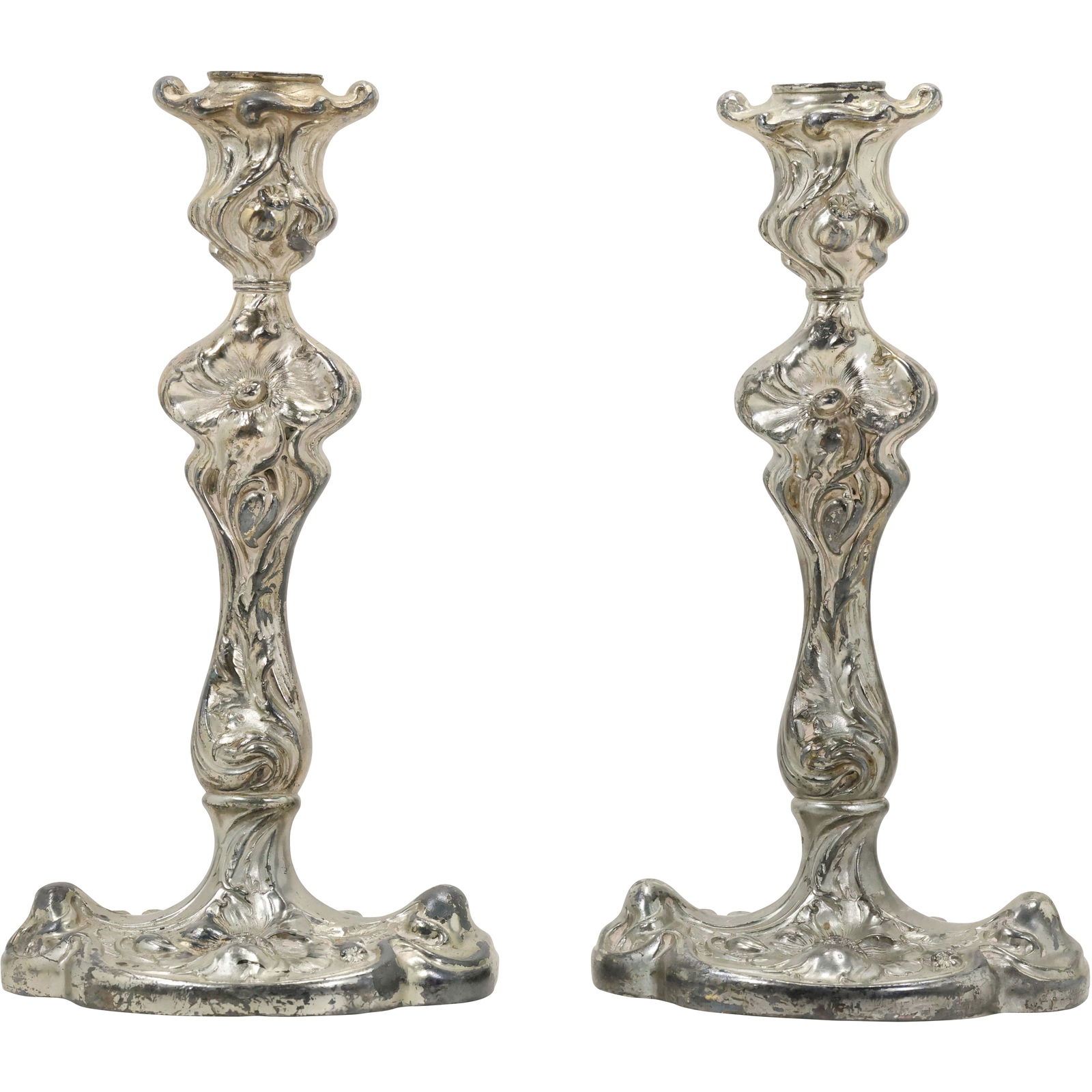 Pair Wallace Bros. Ornate Silver Plate Candlesticks 10.5 in. height (1 of 14)