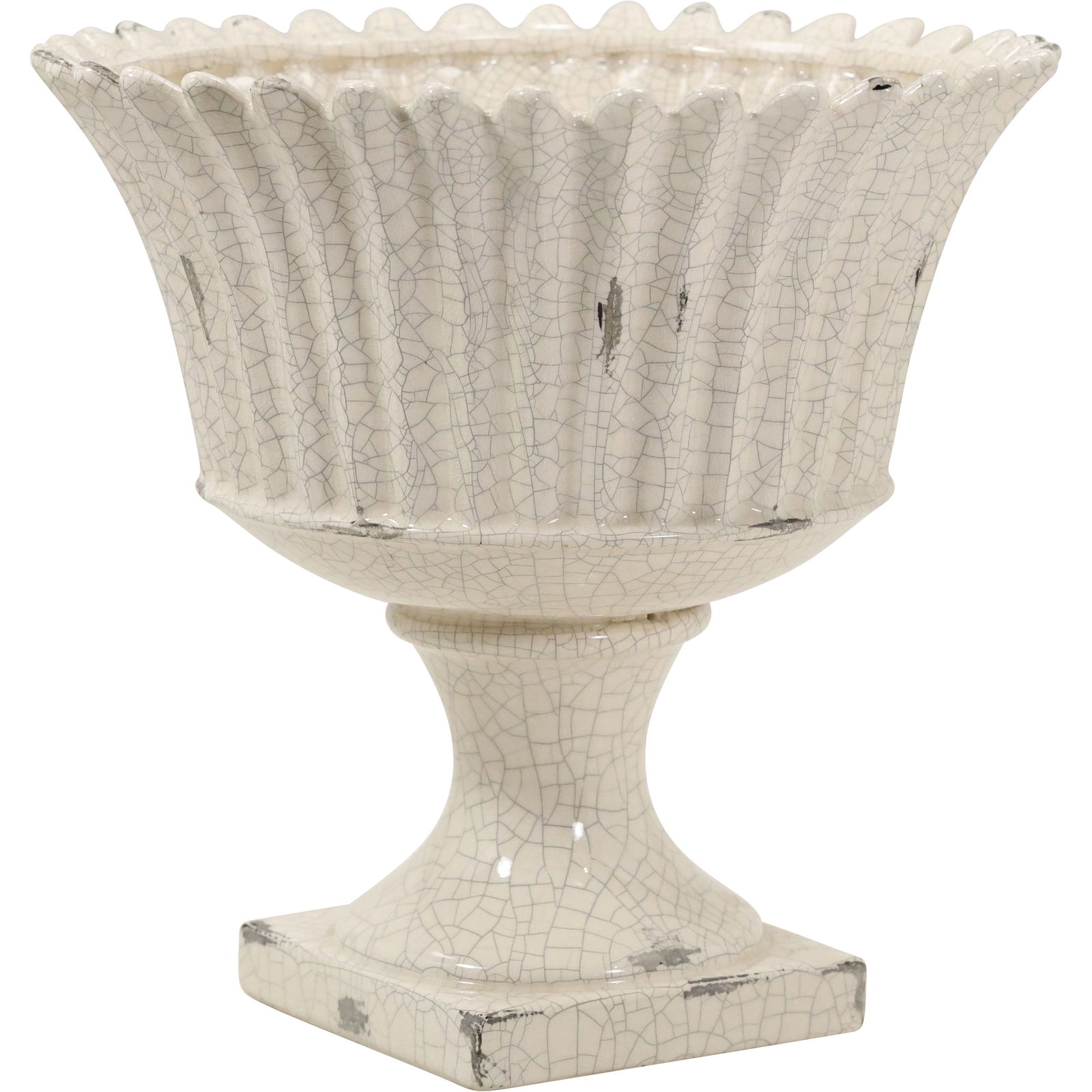 French Porcelain White Crazed Glaze Flower Pot Urn 11 in. height x 11 in. wide (1 of 17)