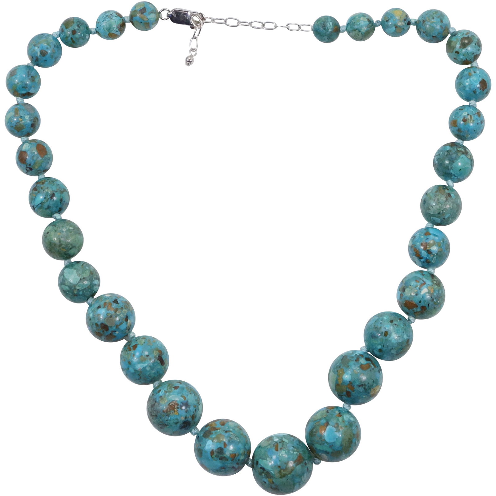 Graduated Turquoise Bead Necklace 18 in. x 3/4 in. to 1/4 in. , Sterling Closure (1 of 12)