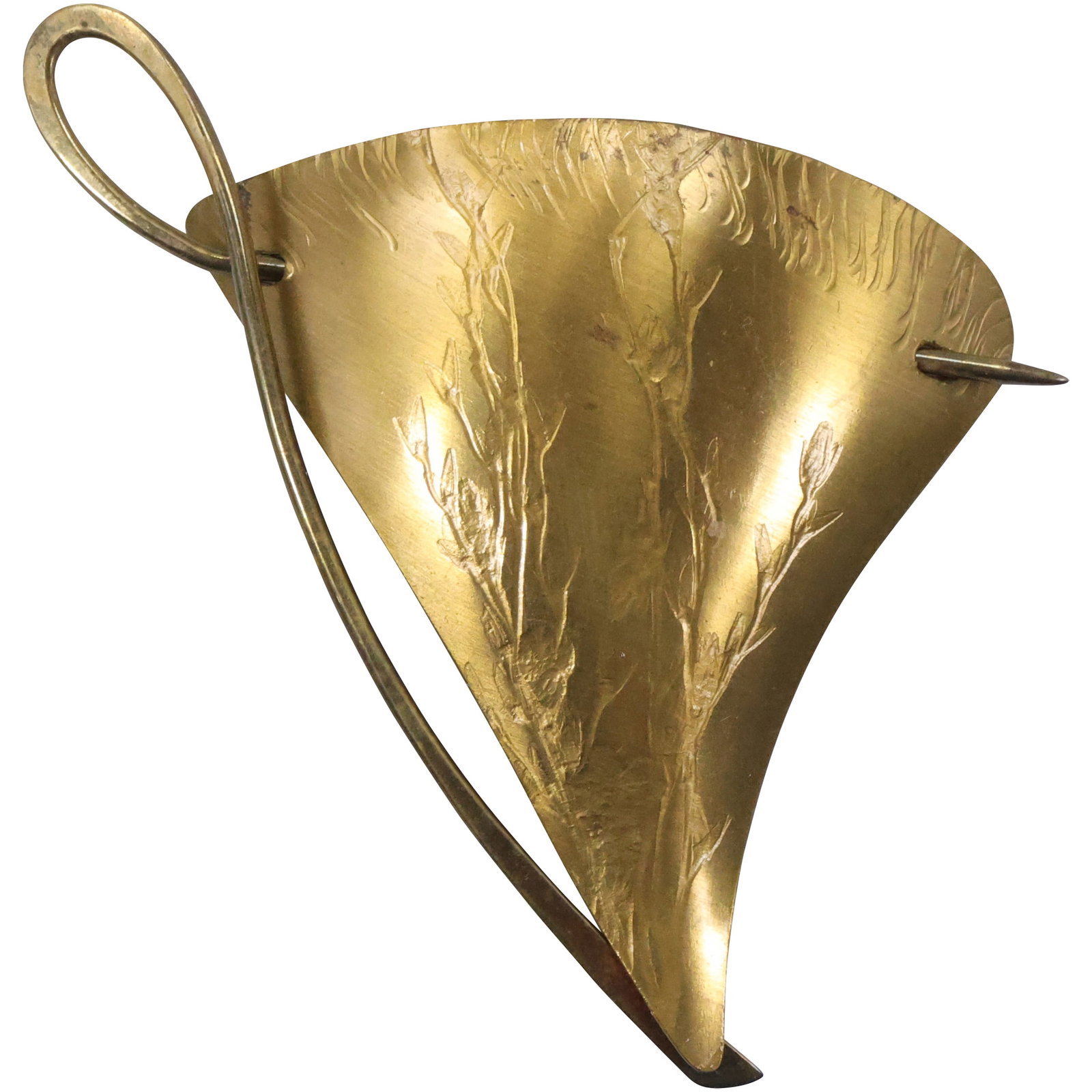 Signed Longhi '93 Brass Sail Boat Pin 2 1/2 in. diameter (1 of 8)