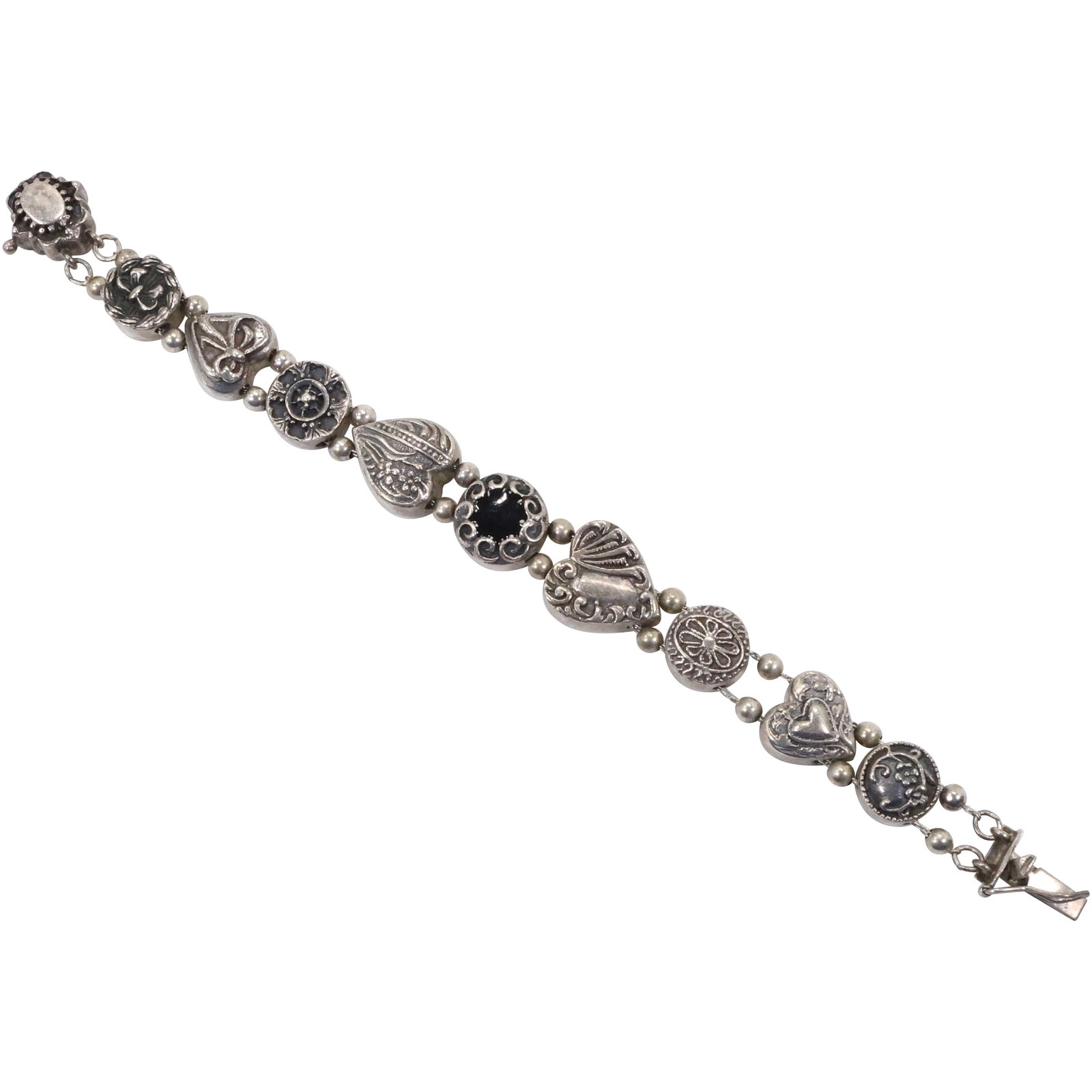 Hughes Sterling Silver 41 grams Victorian Revival Style Bracelet 7 1/2 in. x 1/2 in. (1 of 12)