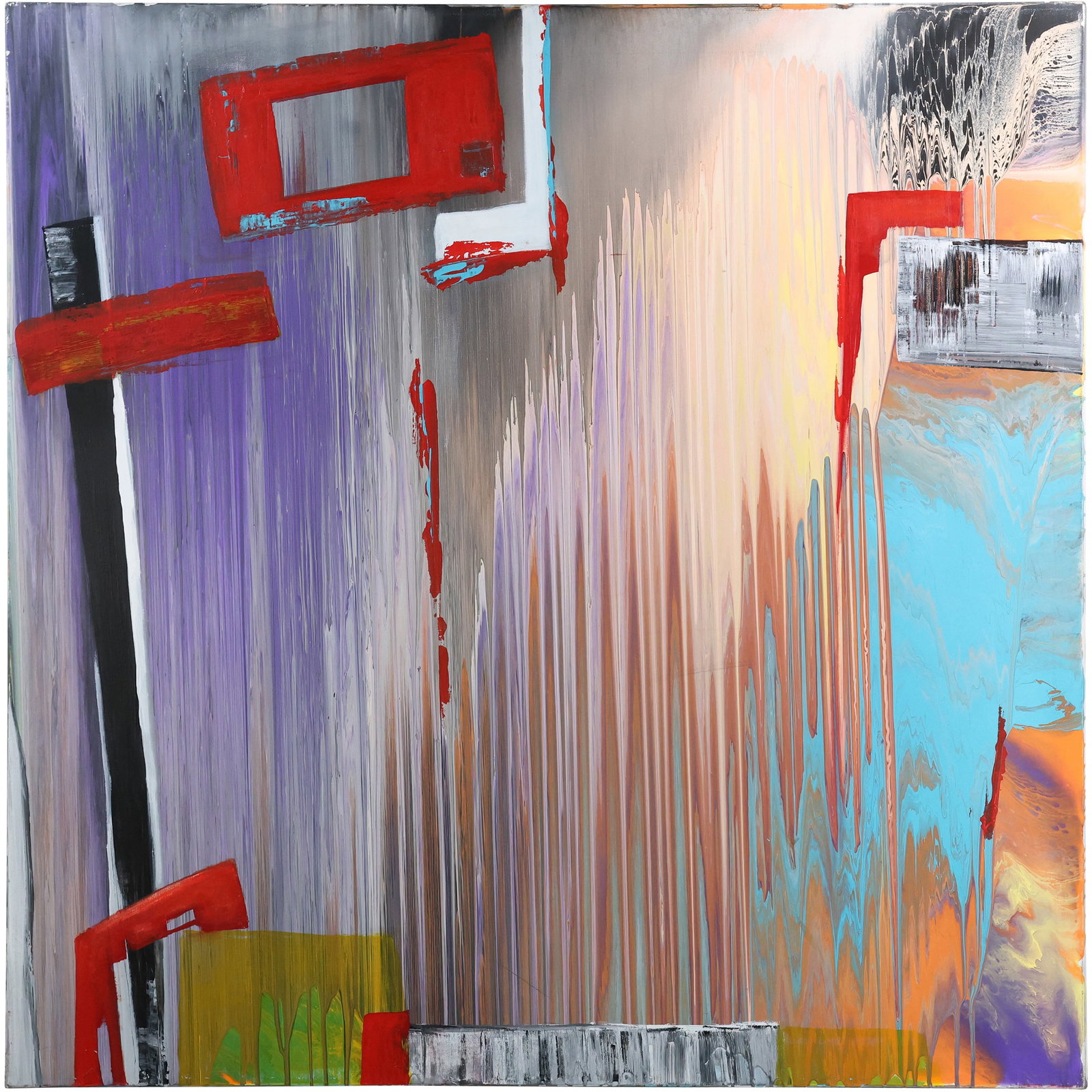 Large Abstract Expressionist Oil Painting Signed JAMEL 48"x48" Modern Art Canvas (1 of 14)