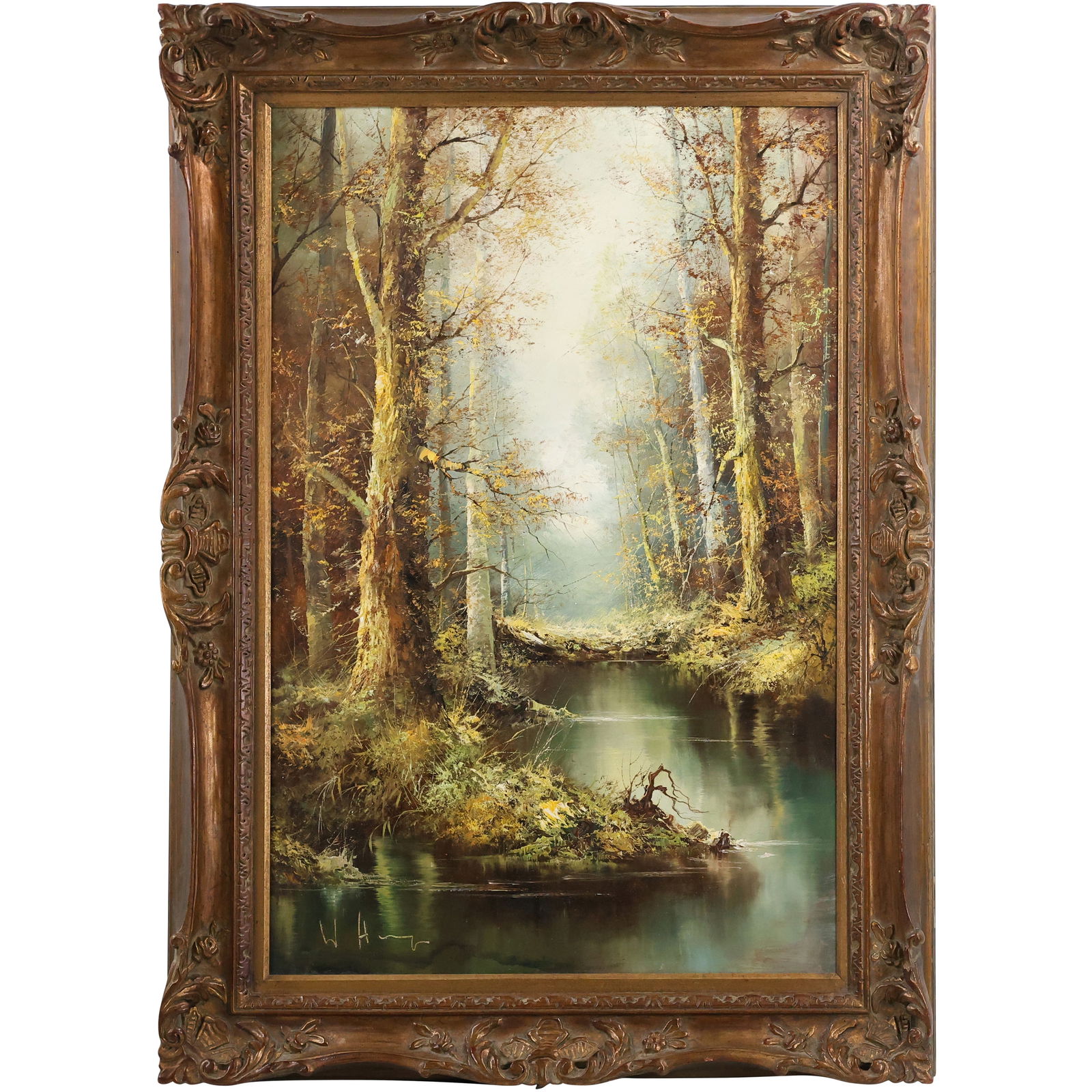 Von Vollow Oil On Canvas, Woodland Landscape