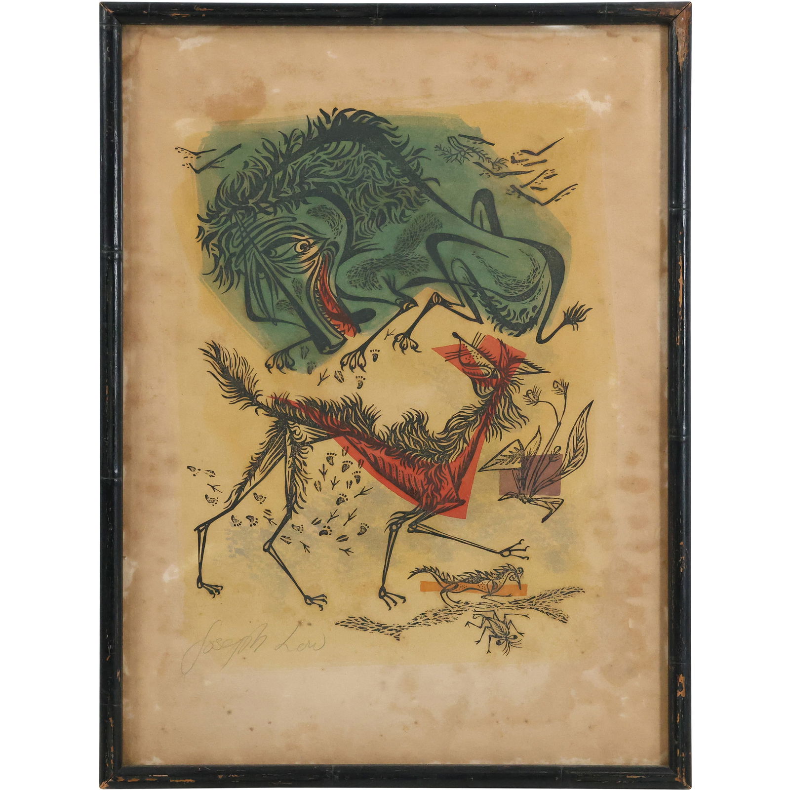 Joseph Charles Low (1911–2007) Lithograph – "A Fox & A Sick Lion" (Fables of Aesop) (1 of 18)