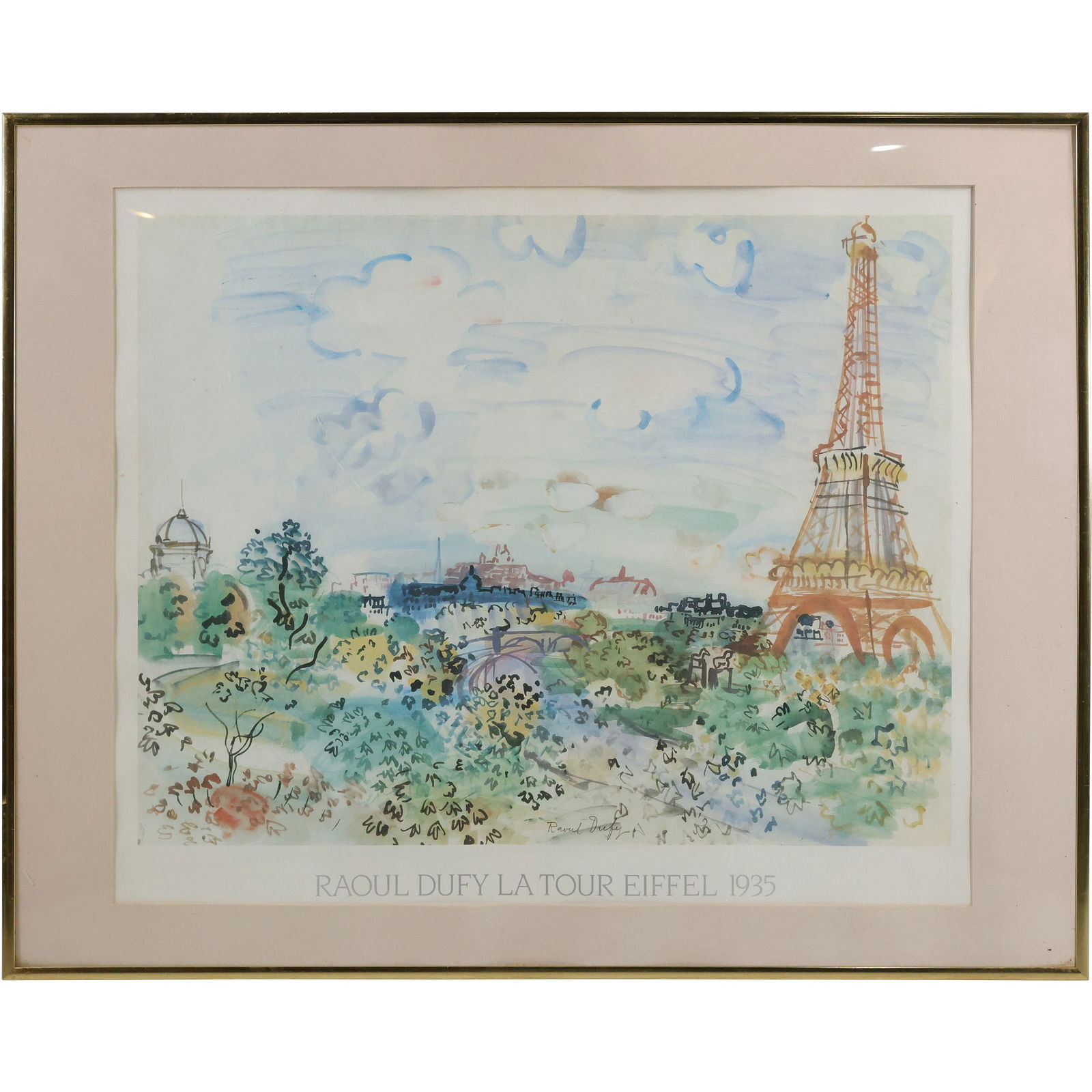 Raoul Dufy Exhibition Poster - La Tour Eiffel - Paris , Signed in Plate, Framed (1 of 11)