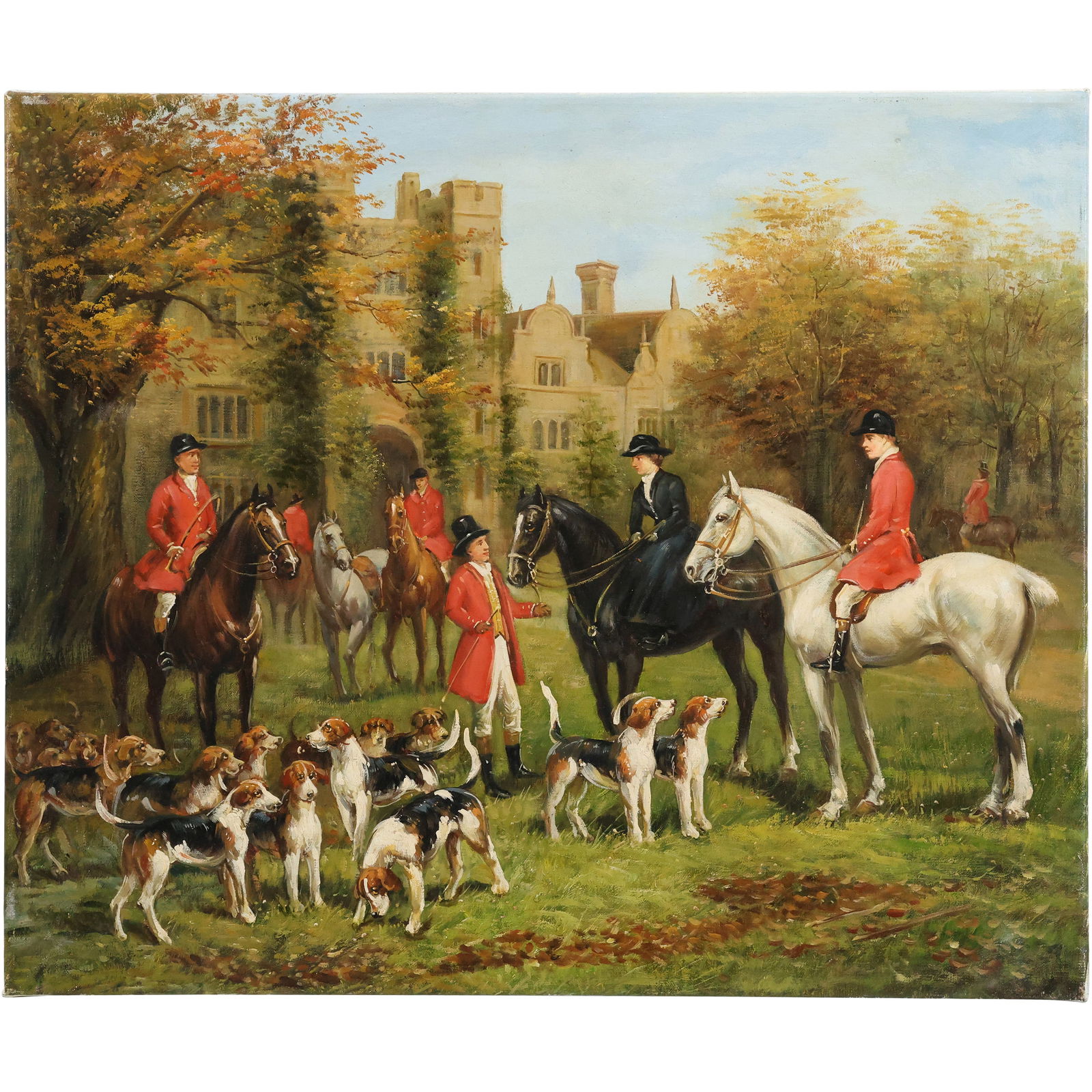 After Heywood Hardy, Fine 20th-Century Equestrian  Oil Painting on Canvas "The Meet Cynegetic" (1 of 17)