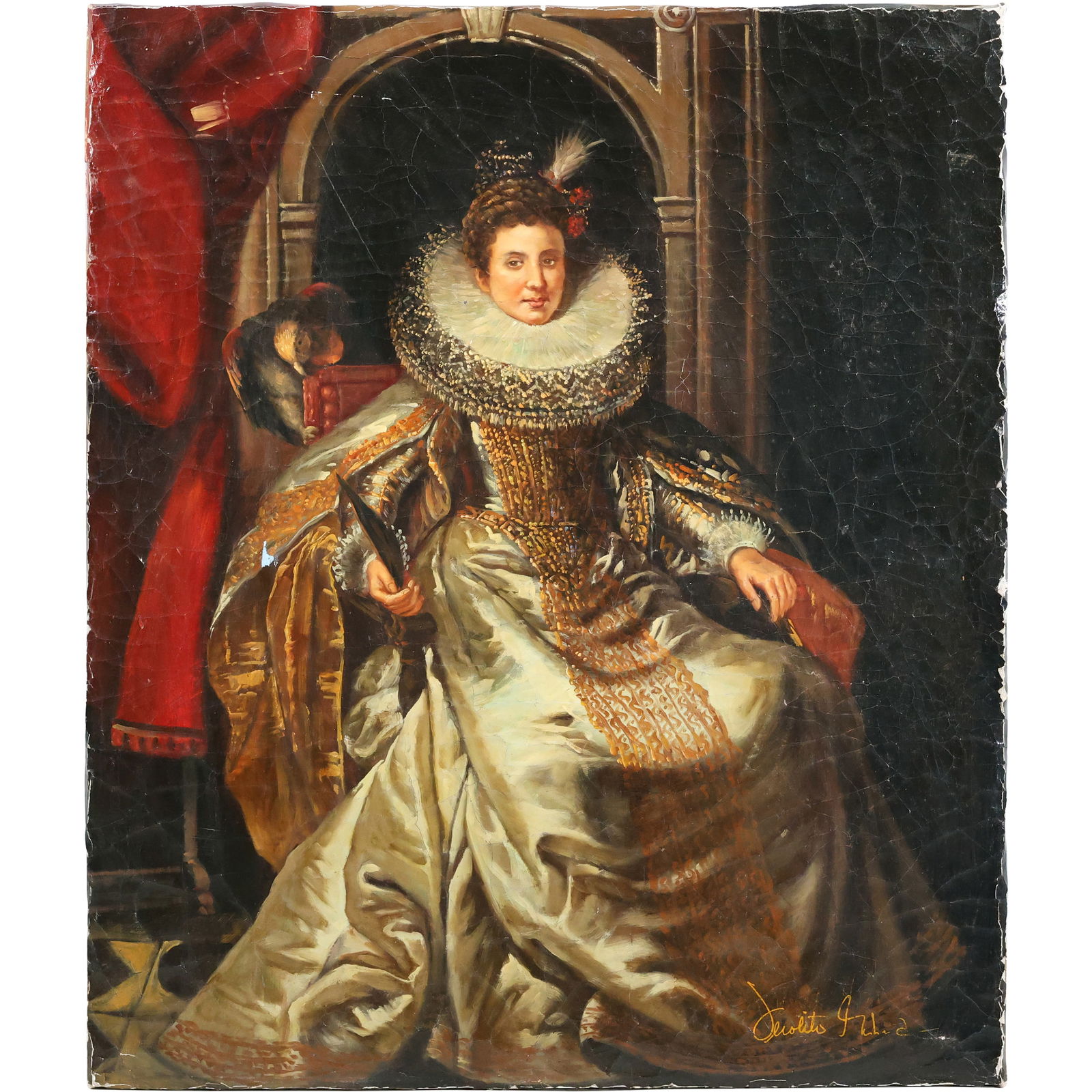 after Peter Paul Rubens, Fine 20th C. Oil on Canvas Painting Portrait of Maria Serra Pallavicino (1 of 20)