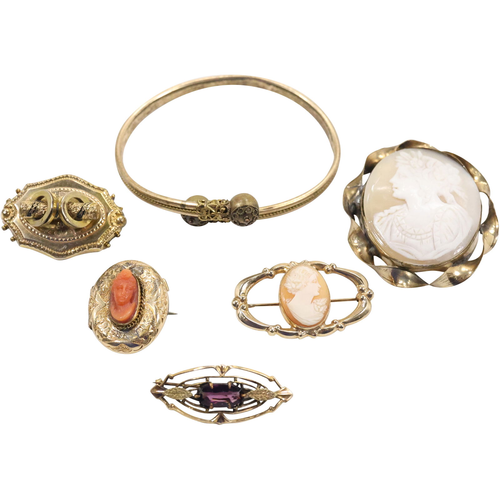 6 Assorted: 10K Cameo Athena 1 1/2 in. x 7/8 in.; Large Cameo Athena GF Frame 1 1/8 in. x 1 3/4 in. (1 of 13)