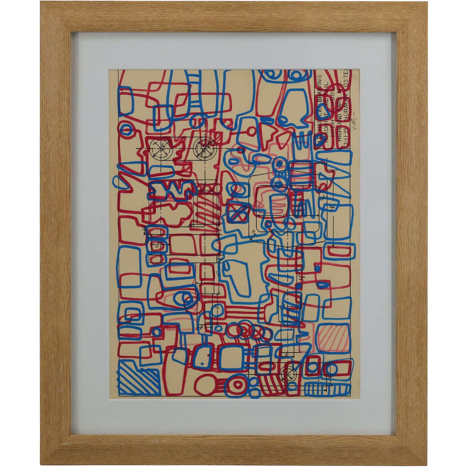 Wayne Cunningham, American, Signed Abstract Felt Marker Squiggle Lines, Framed (1 of 13)