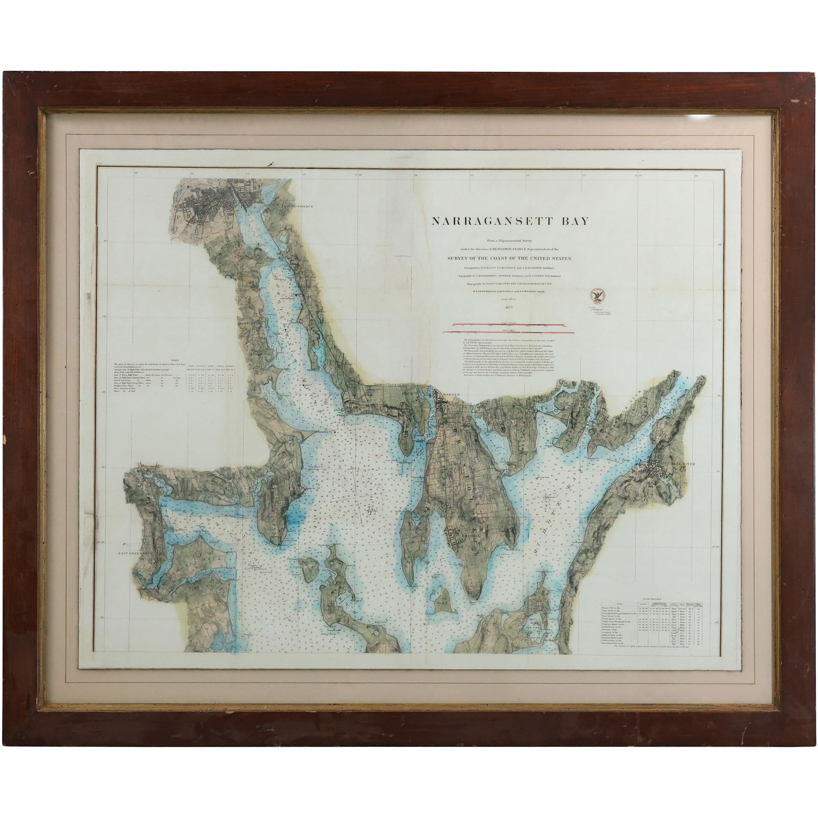 Framed Map of Narragansett Bay [Rhode Island Sound], J E Hilgard (1 of 15)