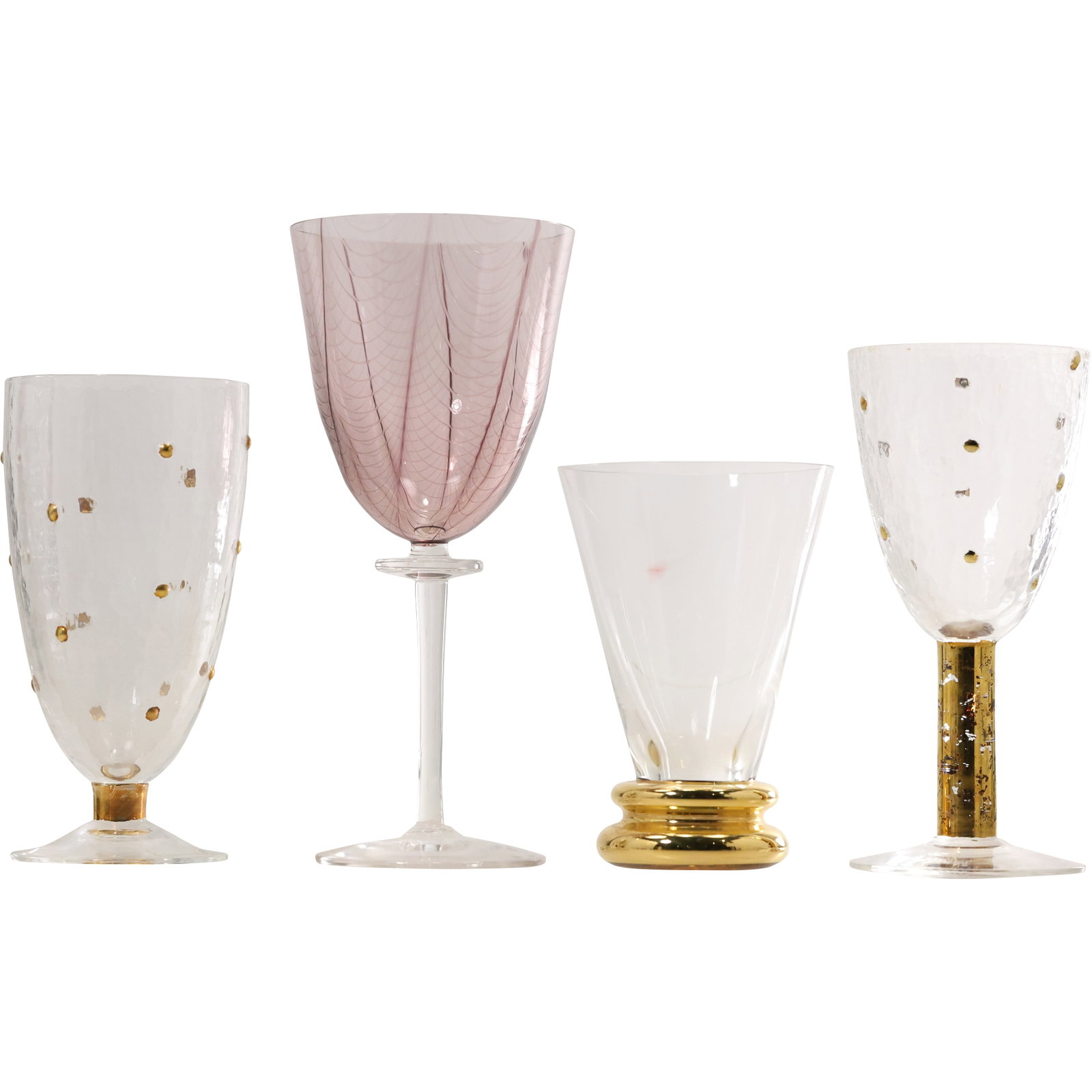 3 Assorted Artist Signed Studio Art Glass Wine Goblets - SEE PICTURES: 3 Assorted Artist Signed Studio Art Glass Wine Goblets - SEE PICTURES. size: 5 - 8.25 range in height