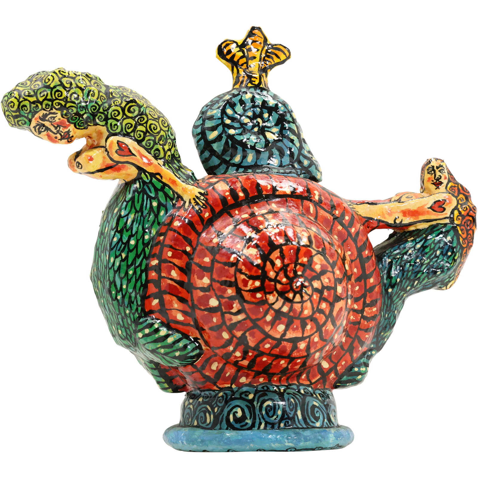 Signed Marion Elliot, Glazed Ceramic Anthropomorphic Sculptured Teapot "For Liberty": Signed Marion Elliot, Glazed Ceramic Anthropomorphic Sculptured Teapot "For Liberty" size: 10 in. h , 11 in. x 8 in. ,