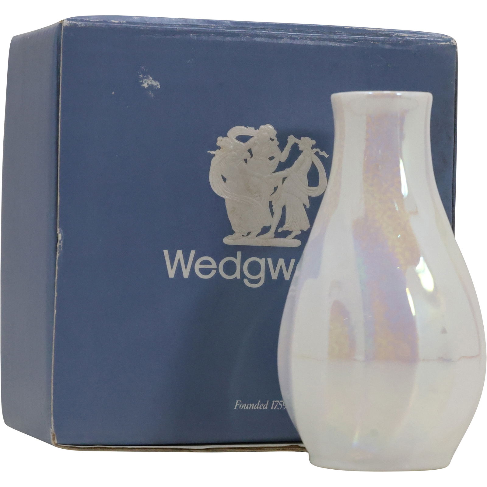 Set of 18 Wedgewood White Lusterware Porcelain Table Top Bud Vases in Original Boxes (1 of 11)