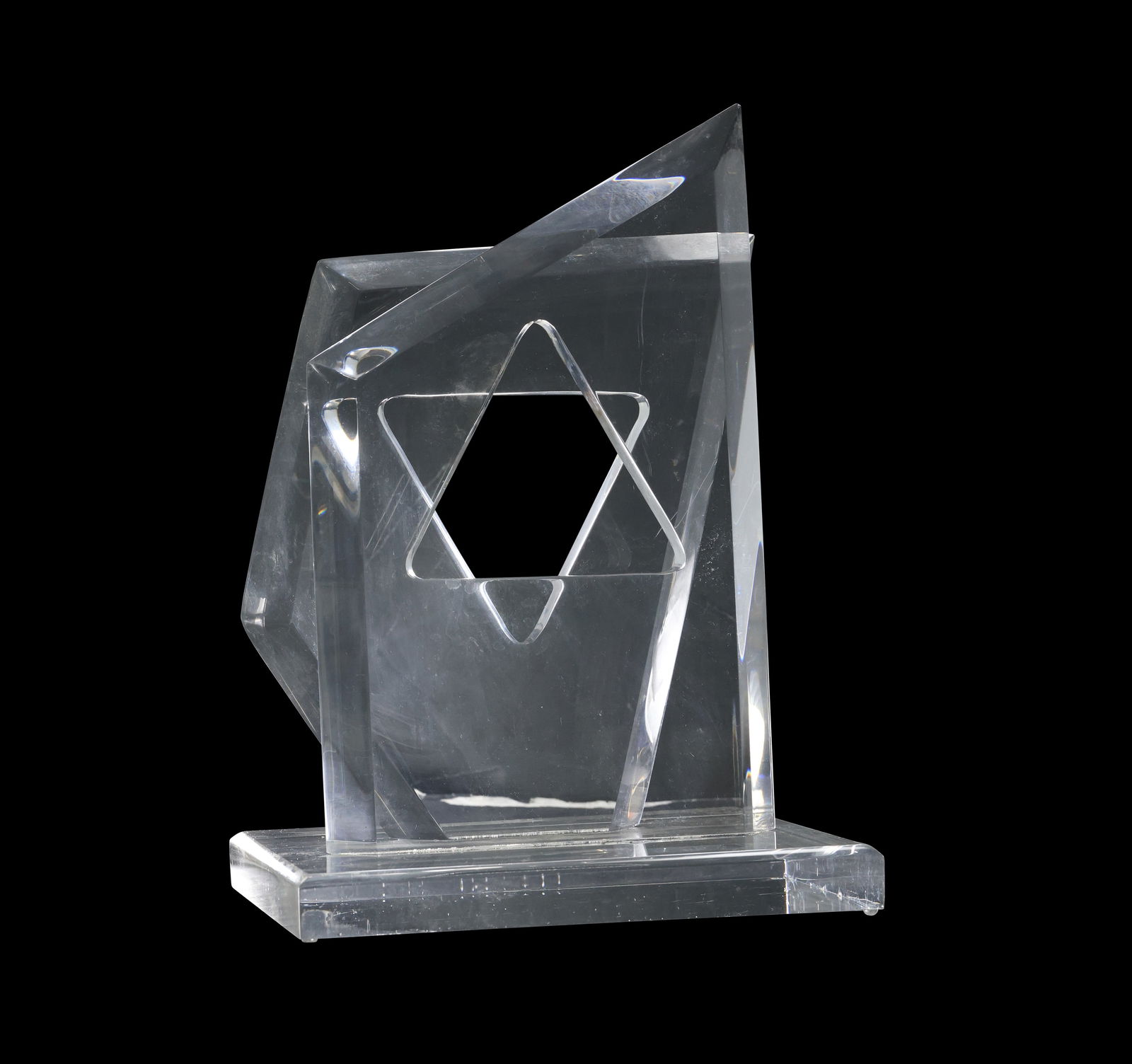 Signed Hivo Van Teal, Lucite "Star of David" Sculpture 19 in. height x 13.5 in. x 11.5 in.: Signed Hivo Van Teal, Lucite "Star of David" Sculpture 19 in. height x 13.5 in. x 11.5 in. size: 19 x 13.5 x 11.5
