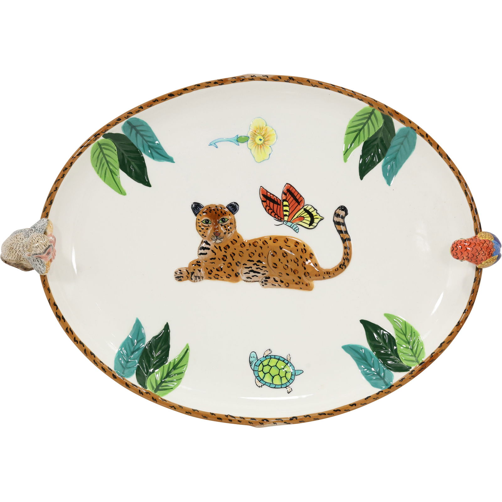 Lynn Chase "Jungle Jubilee" Porcelain Platter with Animals 20.5 in. length x 14.5 in. wide (1 of 16)