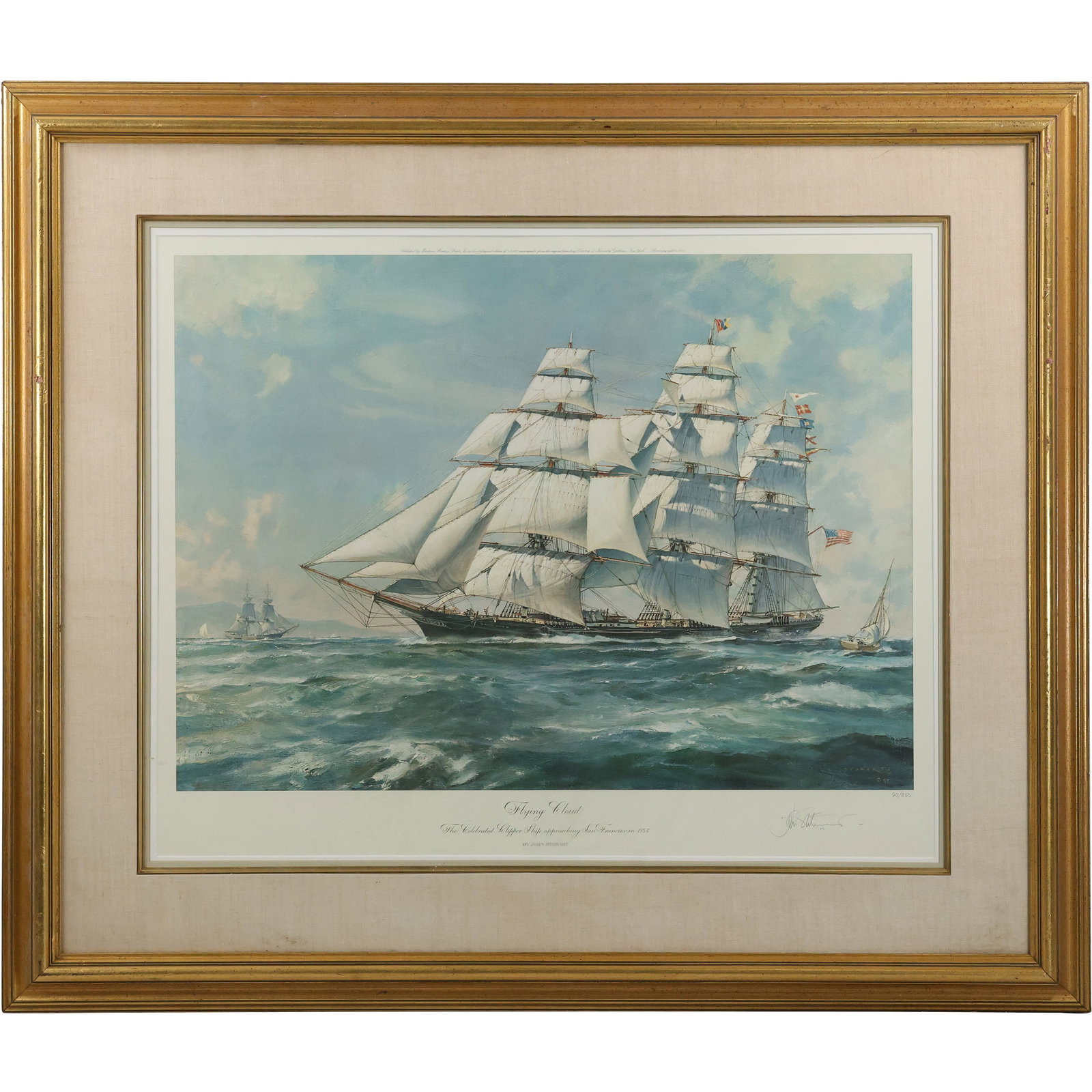 JOHN STOBART "FLYING CLOUD" MARITIME SCENE Lithograph Pencil Signed, #90/850 (1 of 18)