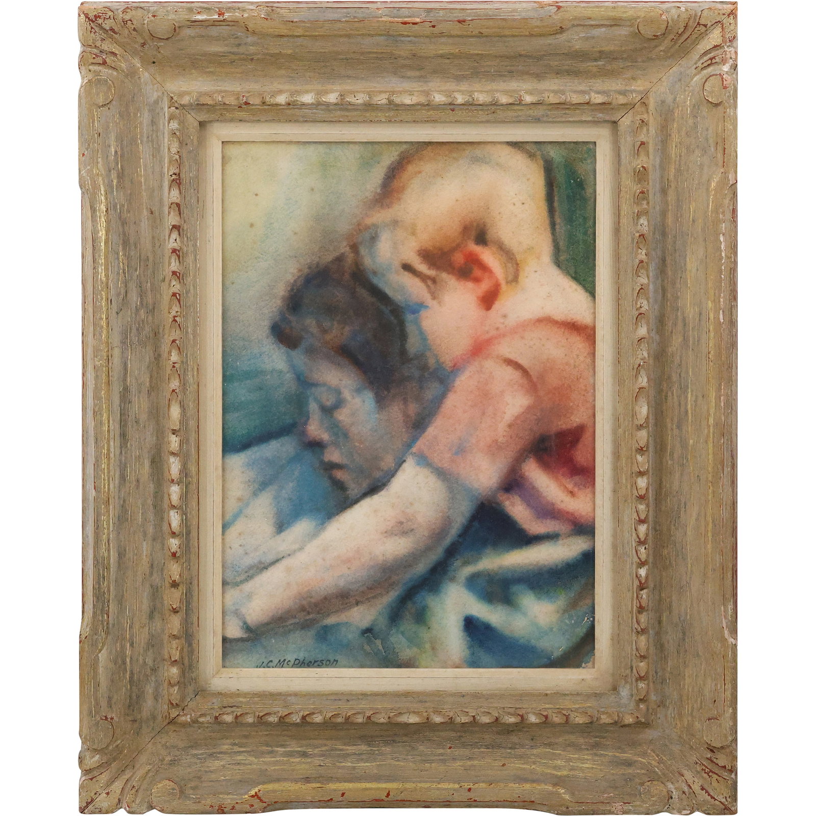 John Chester (J.C.) McPherson (1885 - 1971) Oil on Board Mother and Child, Signed, Framed (1 of 13)