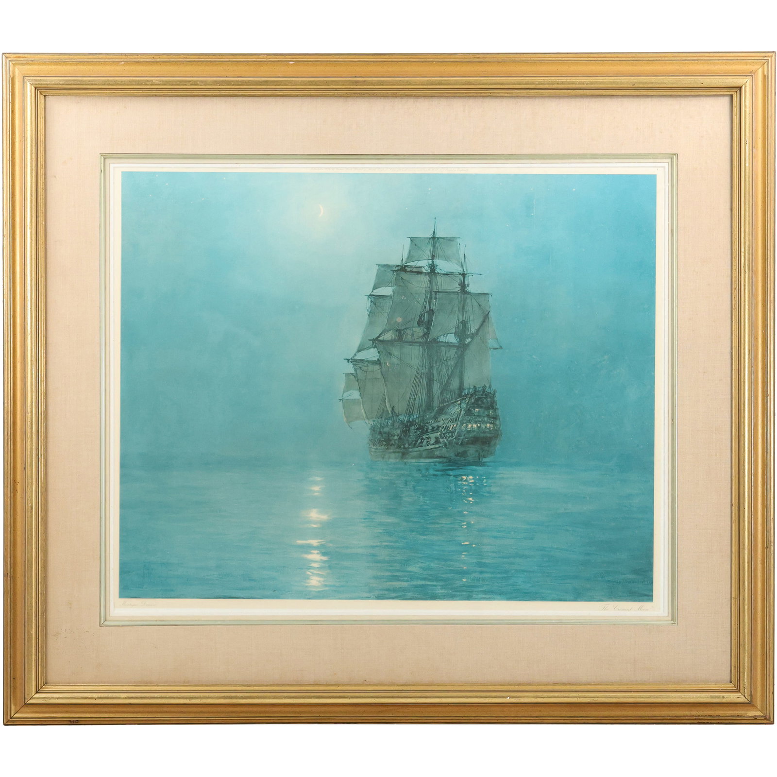 MONTAGUE DAWSON, (British, 1890-1973), Ship in the Night Print, Framed: MONTAGUE DAWSON, (British, 1890-1973), Ship in the Night Print, Framed. size: 24 x 30 , outside of frame 38 x 43
