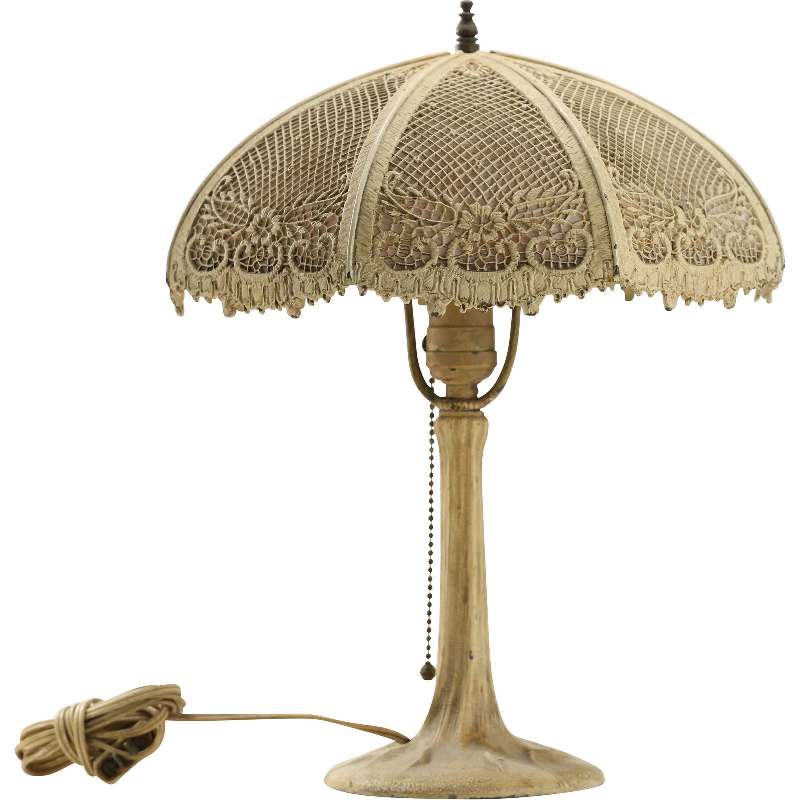 Fabulous Petite Intricate Design Slag Glass Table Lamp, Shade Signed Bradley & Hubbard; Base (1 of 20)